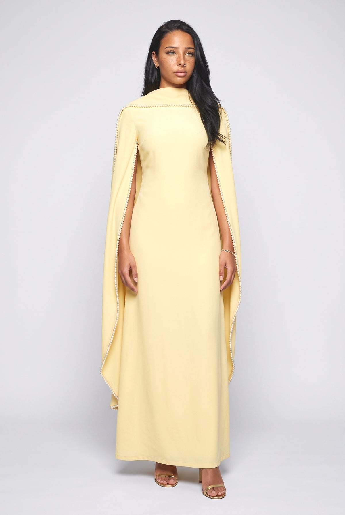 Yellow Cape Maxi Dress, yellow