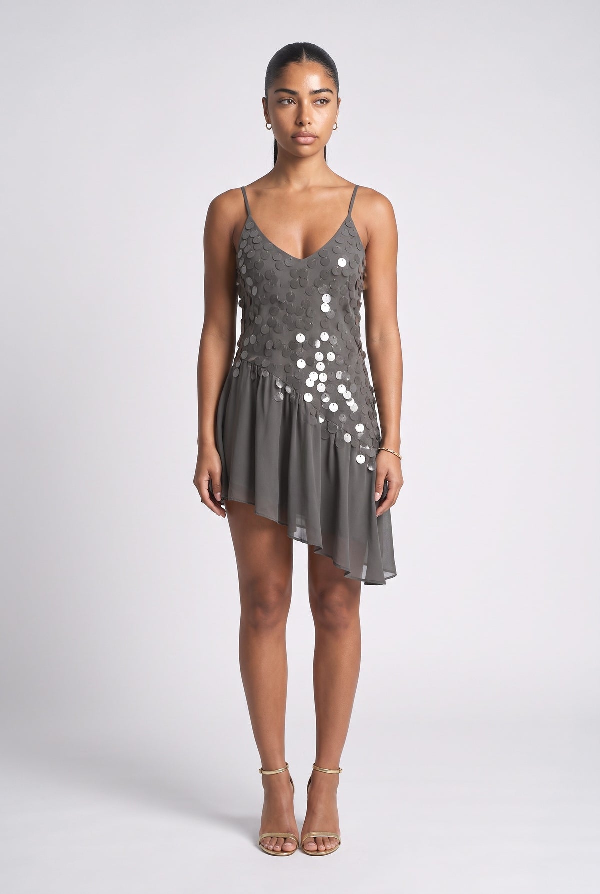 Yellow Sequin Mini Dress, yellow