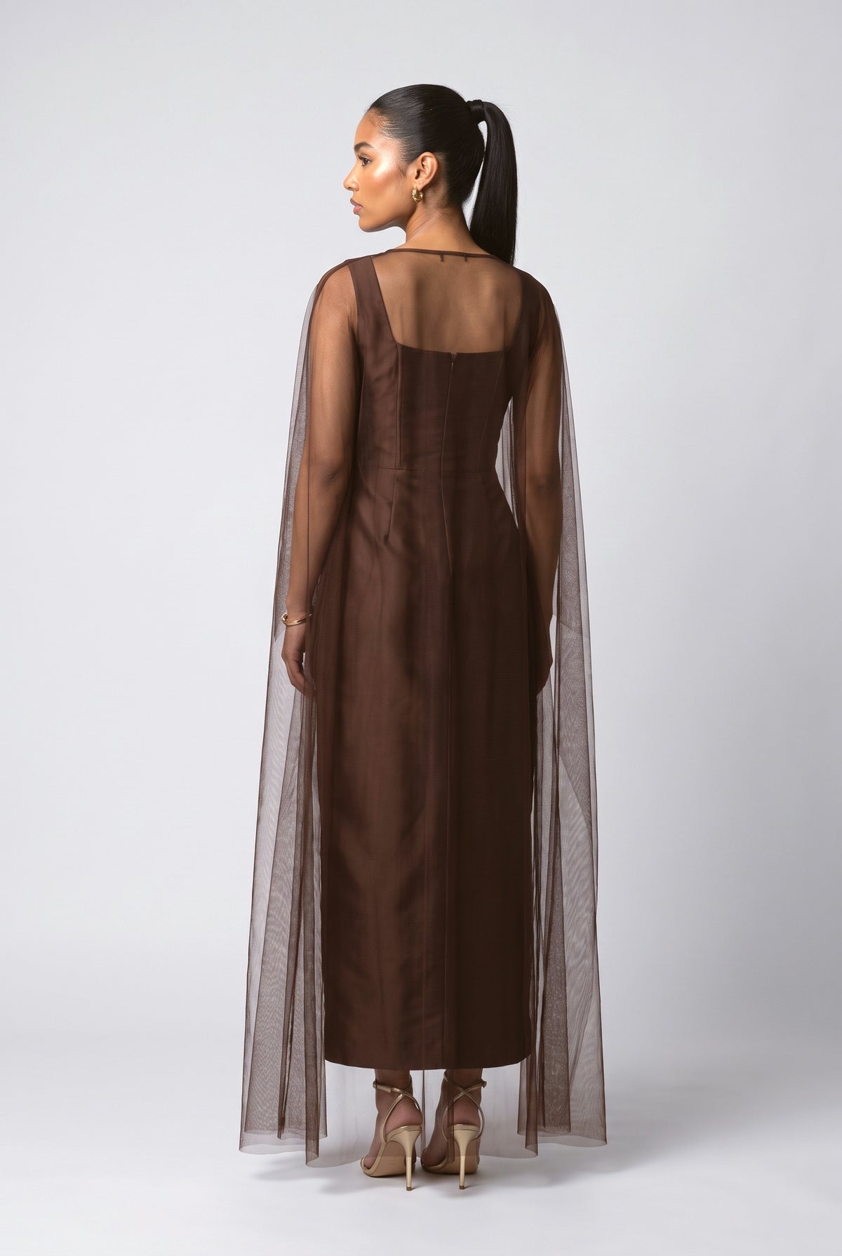 Brown Mesh Dress, back view