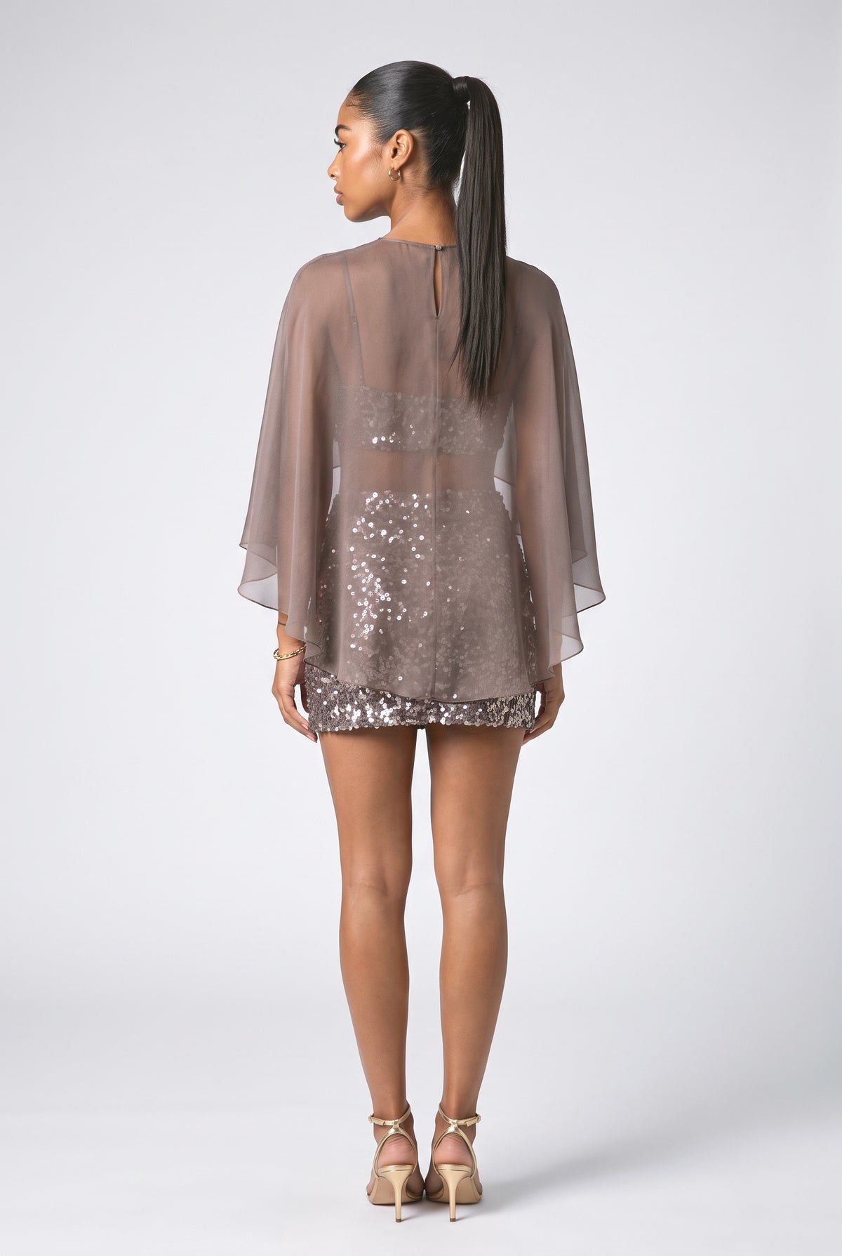 Blue Sequin Outfit Set, back view