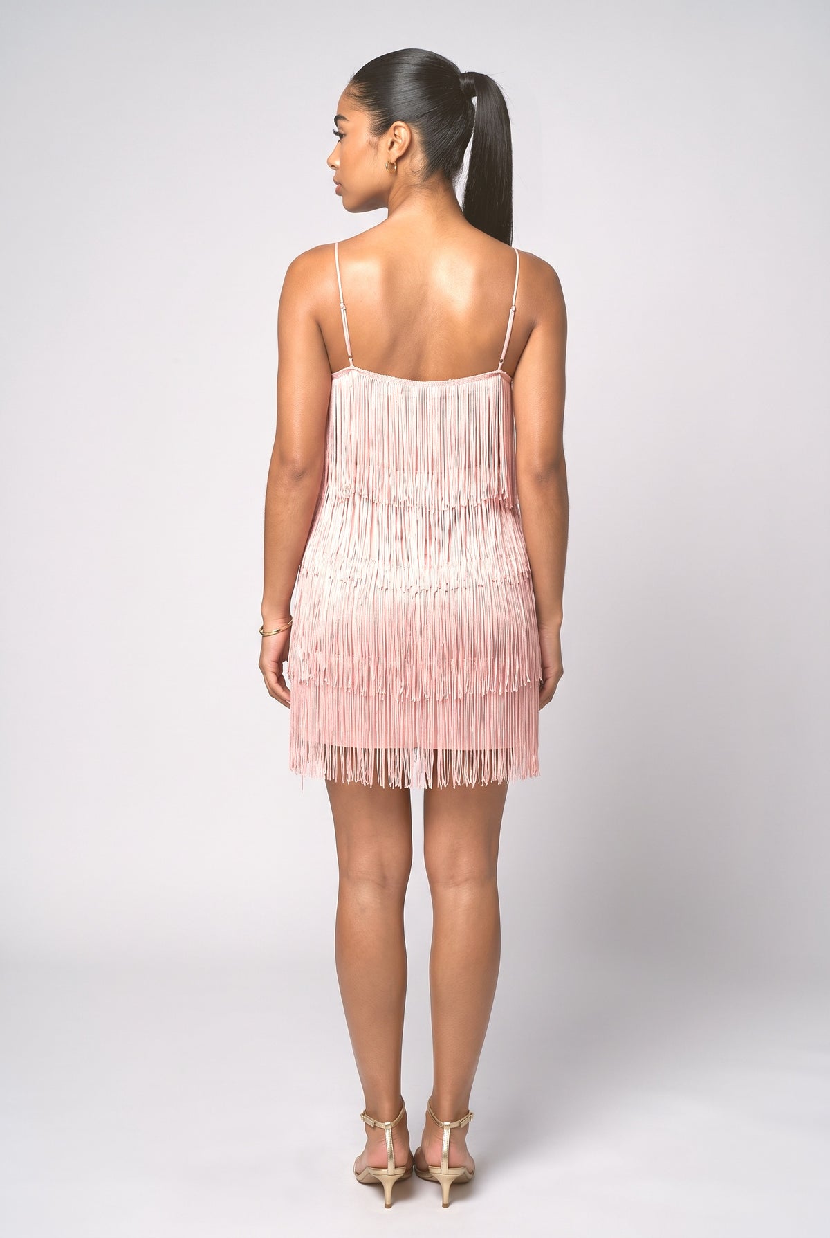 Delicate Fringe Mini Dress, back view