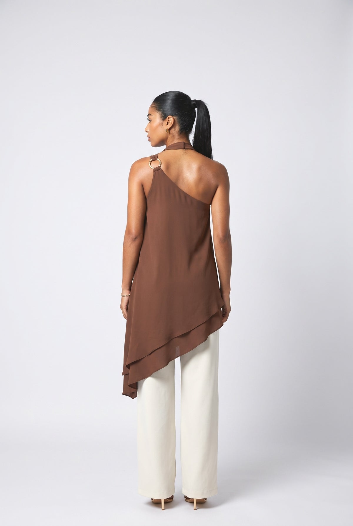 Brown Flowy Top, back view