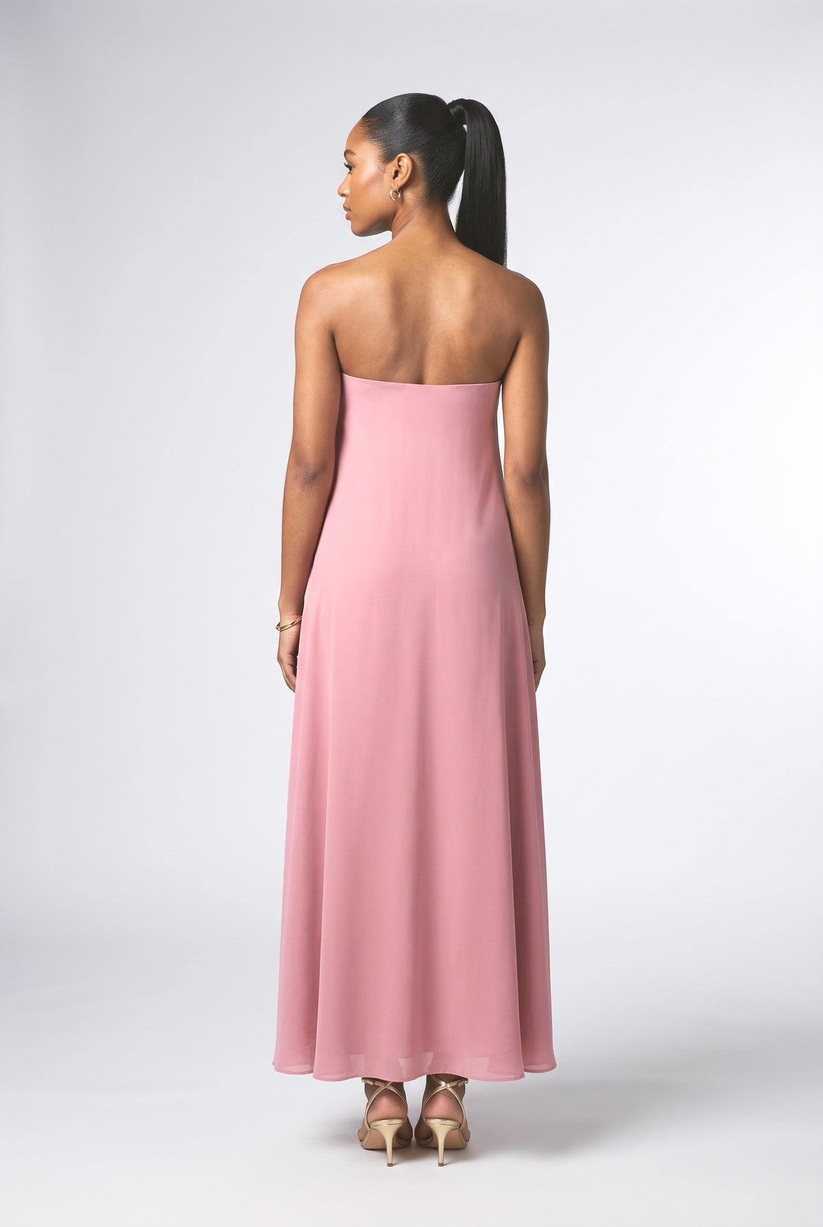 Strapless A-Line Maxi Dress, back view