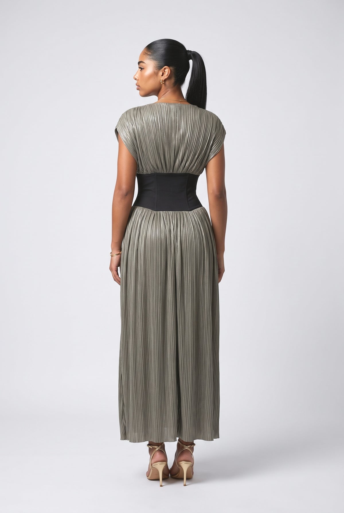 Silver Maxi Dress, back view