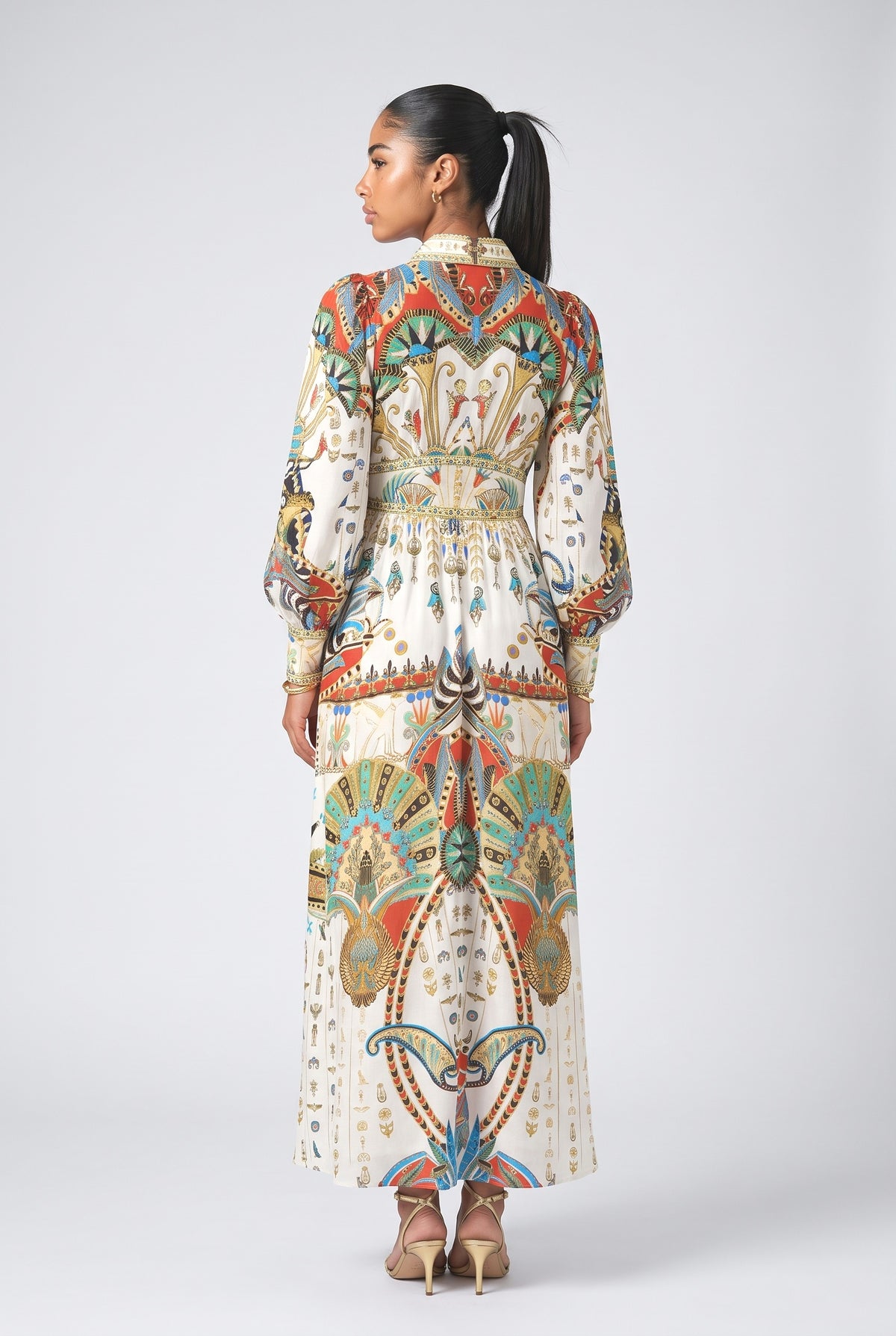 Print Fitted Maxi Dress, back view