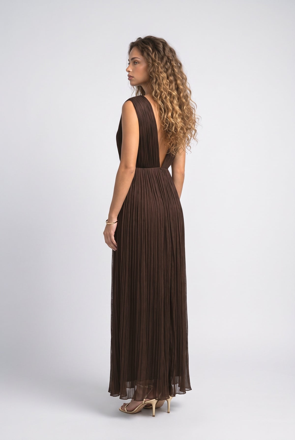Deep V-Neck Maxi Dress, back view