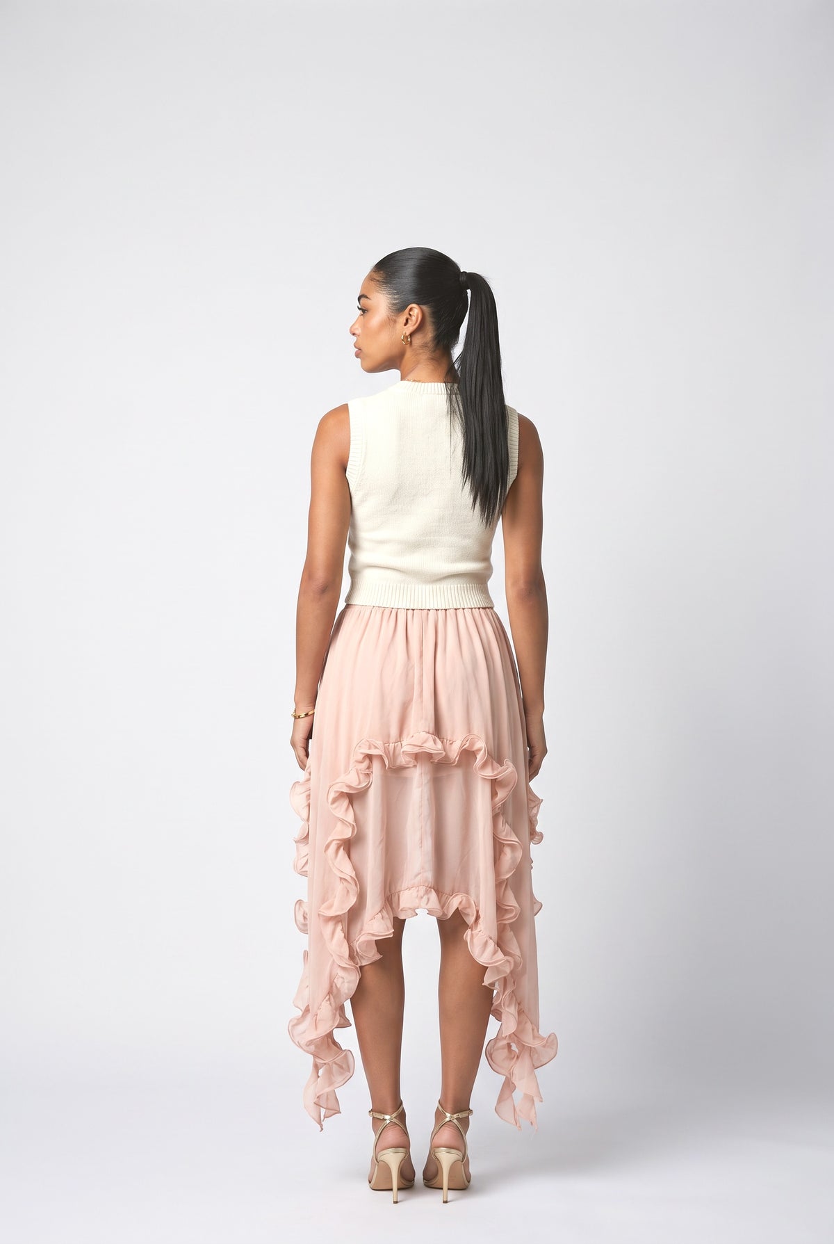 Chiffon Relaxed Pants, back view