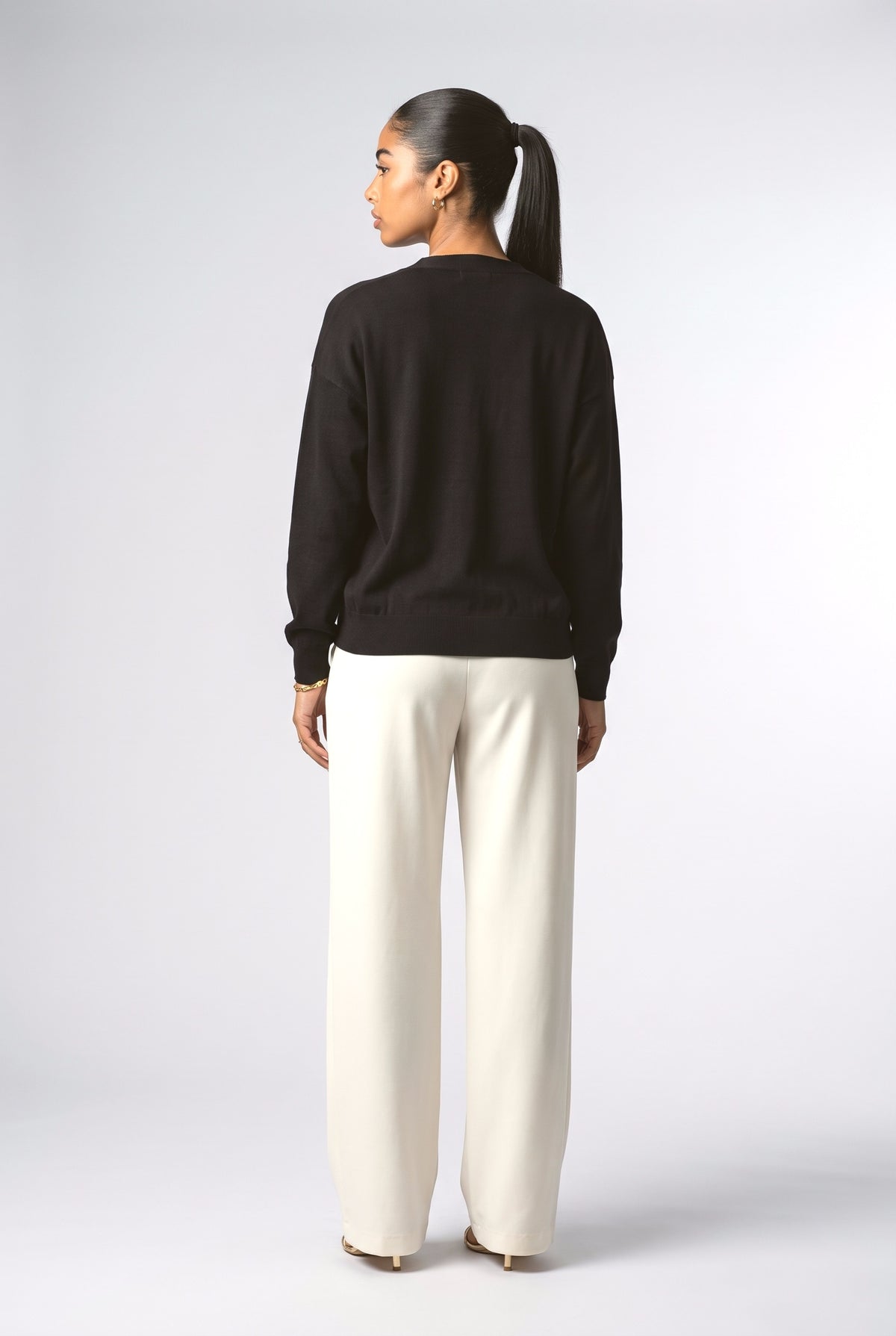 Knit V-Neck Top, back view