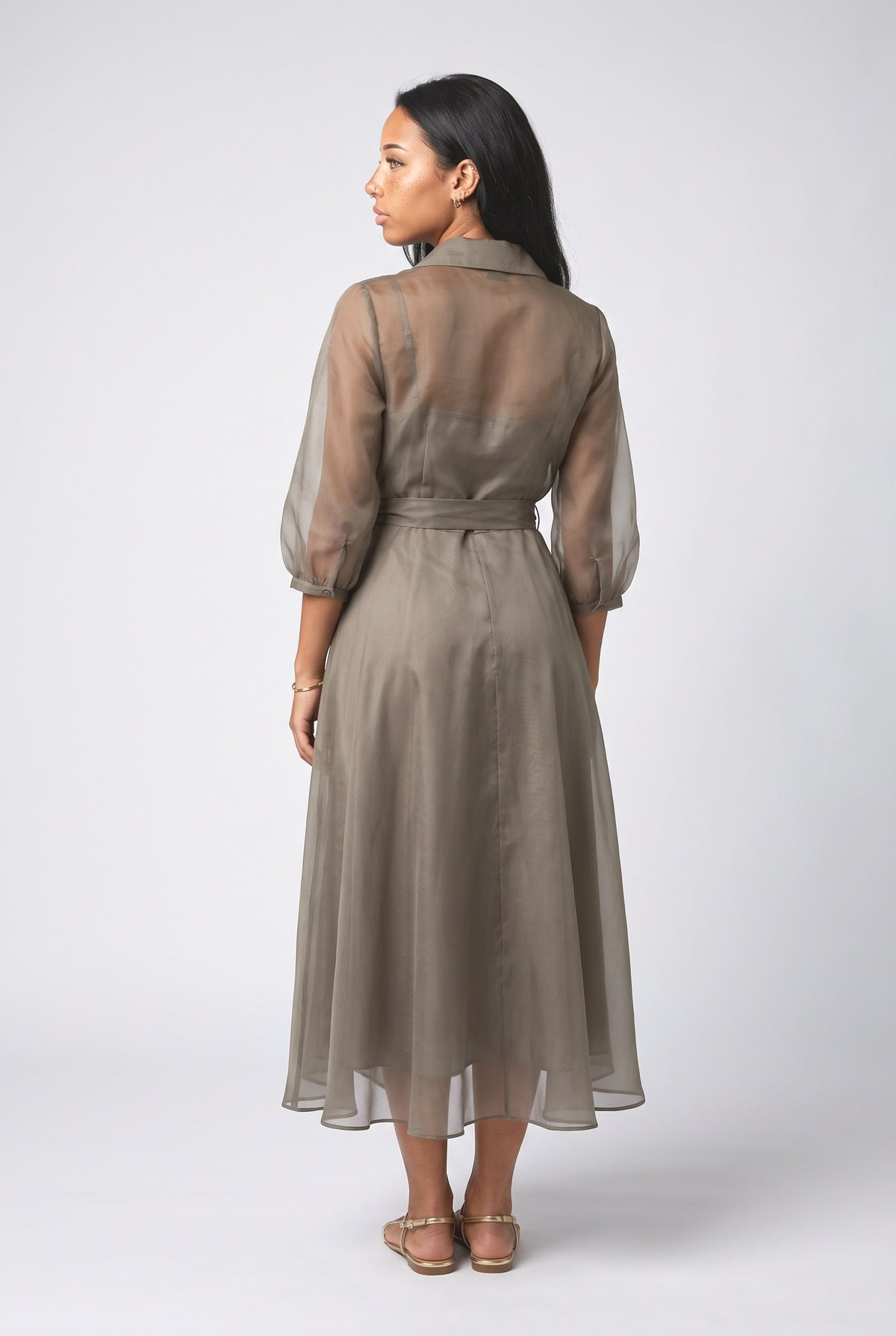 Black Sheer Midi Dress, back view
