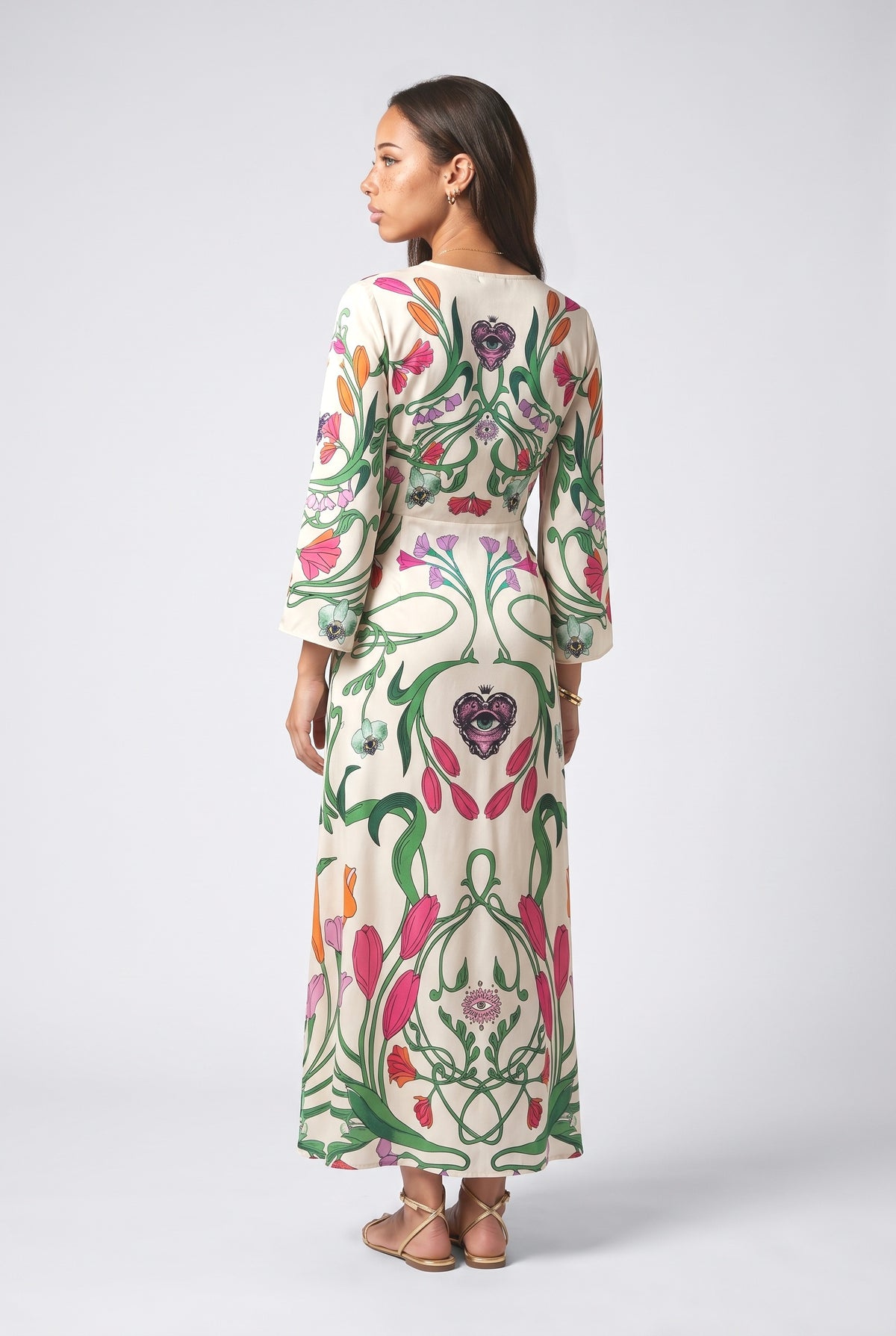 Multicolor Floral Relaxed Maxi Dress, back view