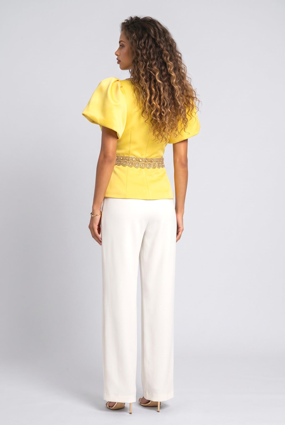 Embellished Satin Crop Top, back view