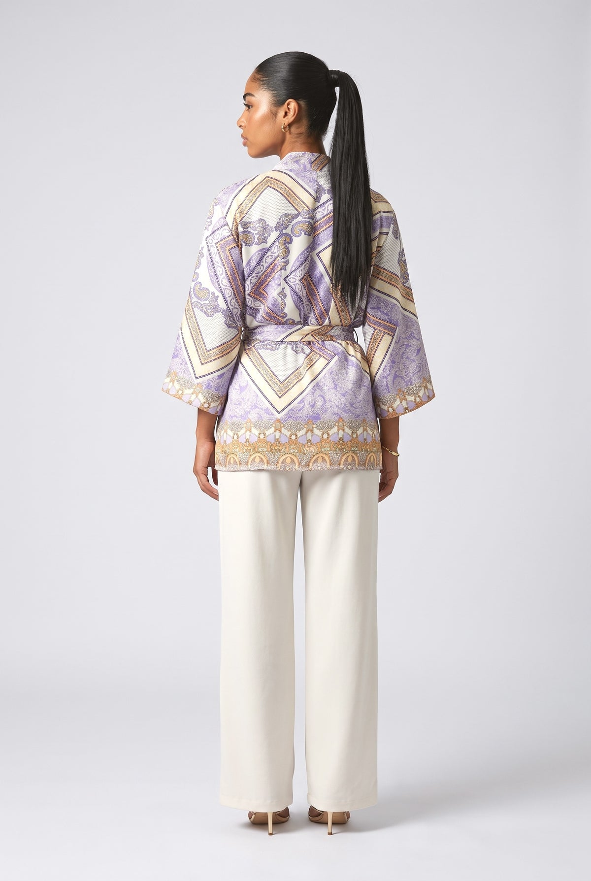Purple Print Relaxed Top, back view