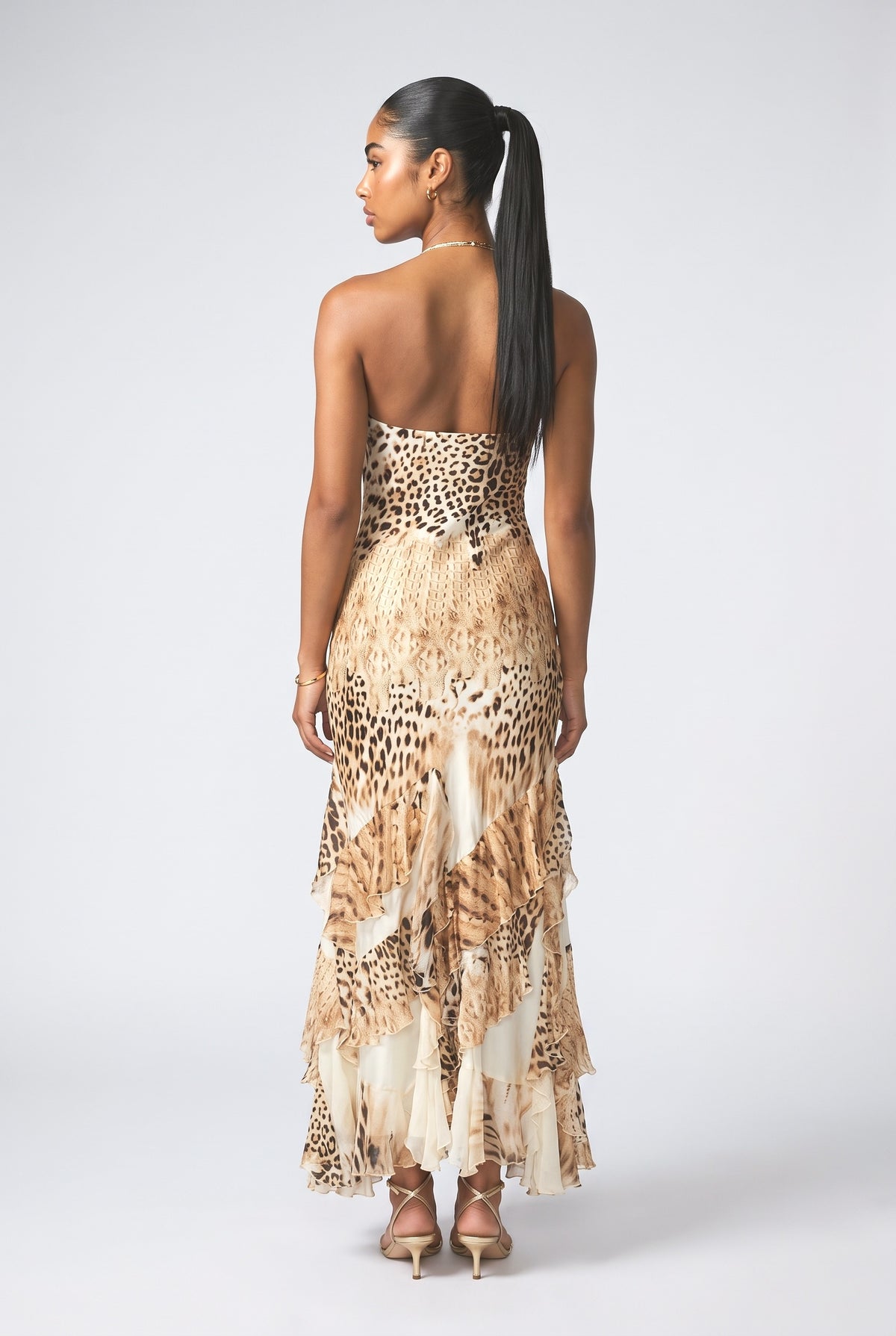 Multicolor Leopard Maxi Dress, back view