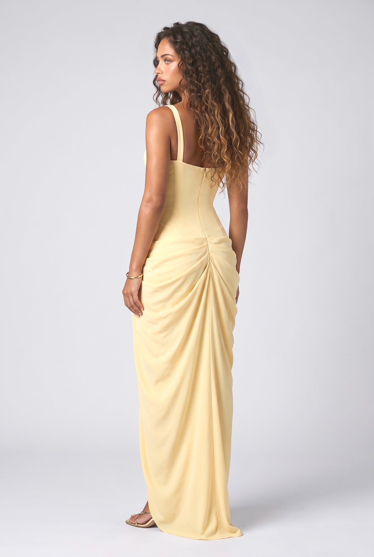 Strappy Ruched Maxi Dress, back view