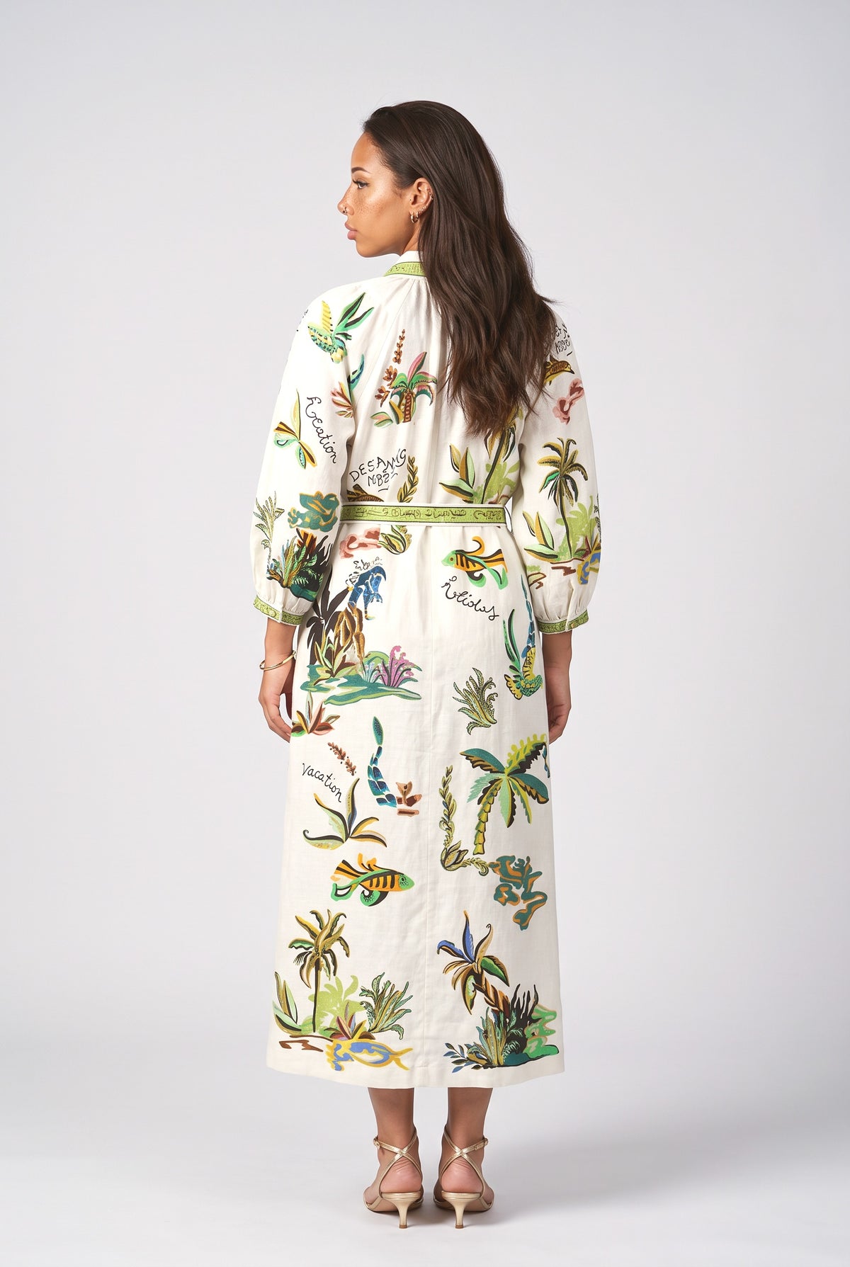 Multicolor Linen Dress, back view