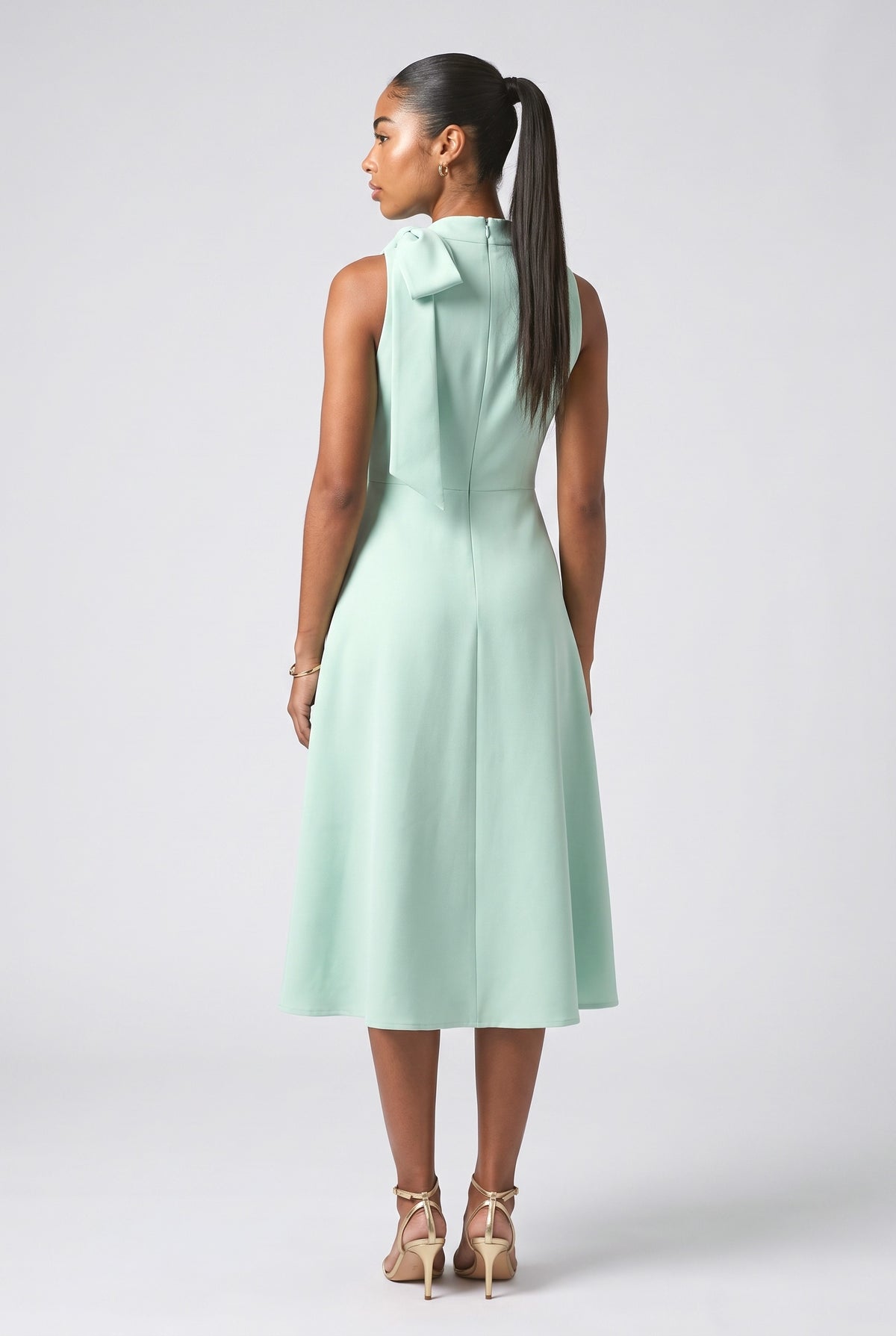 Sleeveless A-Line Midi Dress, back view