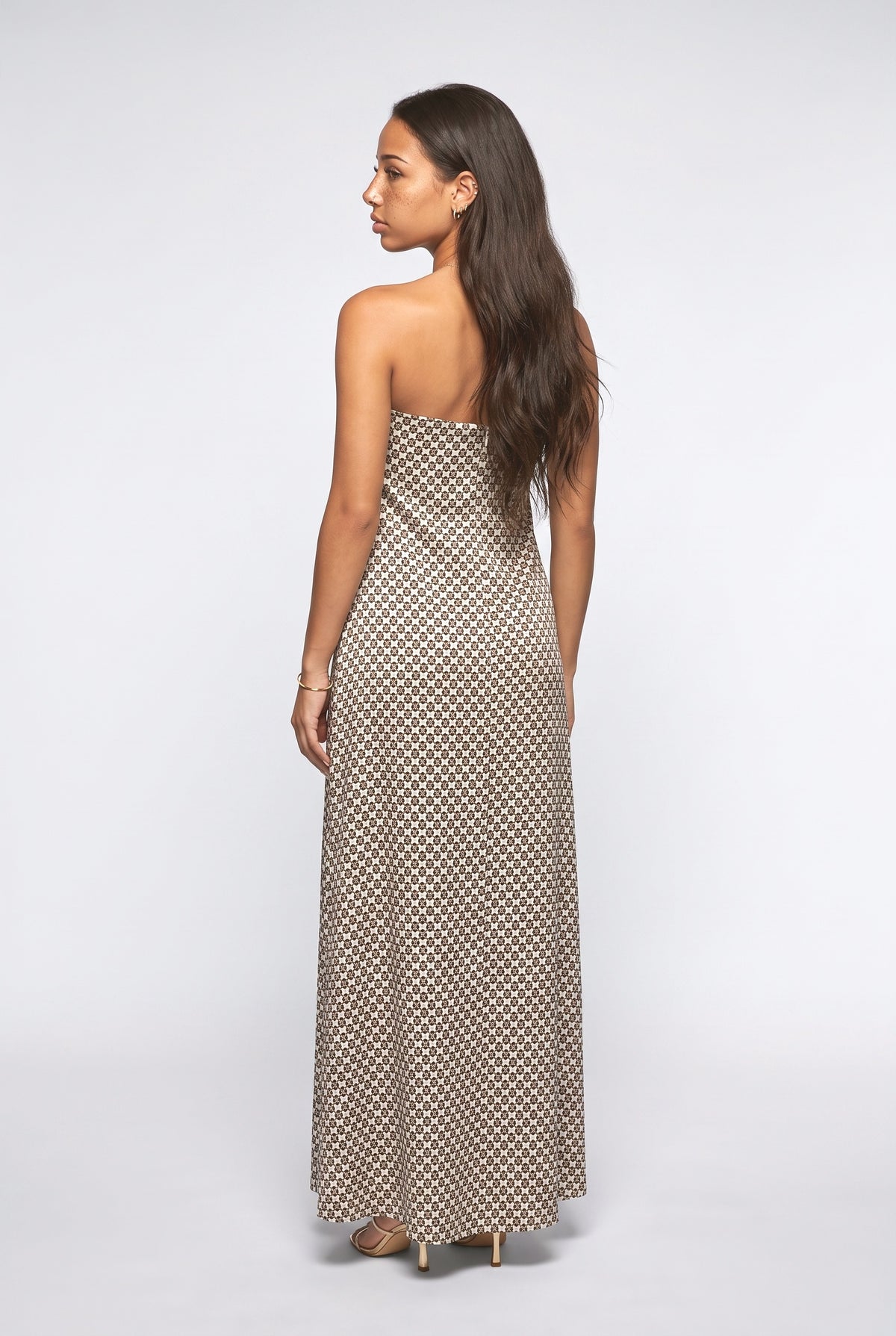 Diamond Print Bohemian Maxi Dress, back view