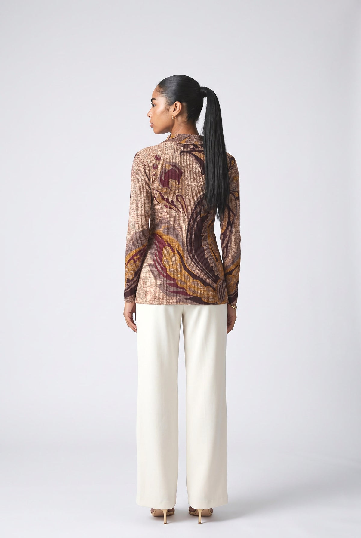 Multicolor Paisley Knit Top, back view