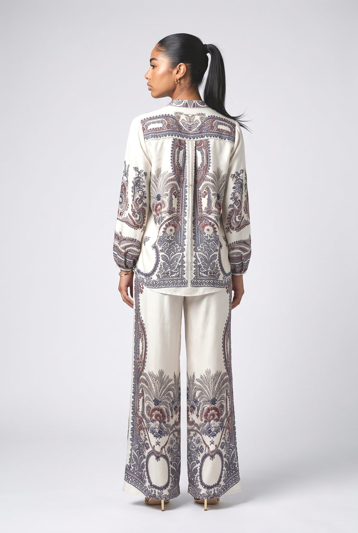 White Paisley Outfit Set, back view
