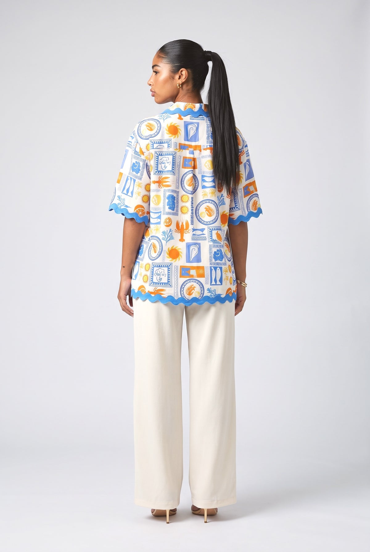 Blue Print Relaxed Top, back view