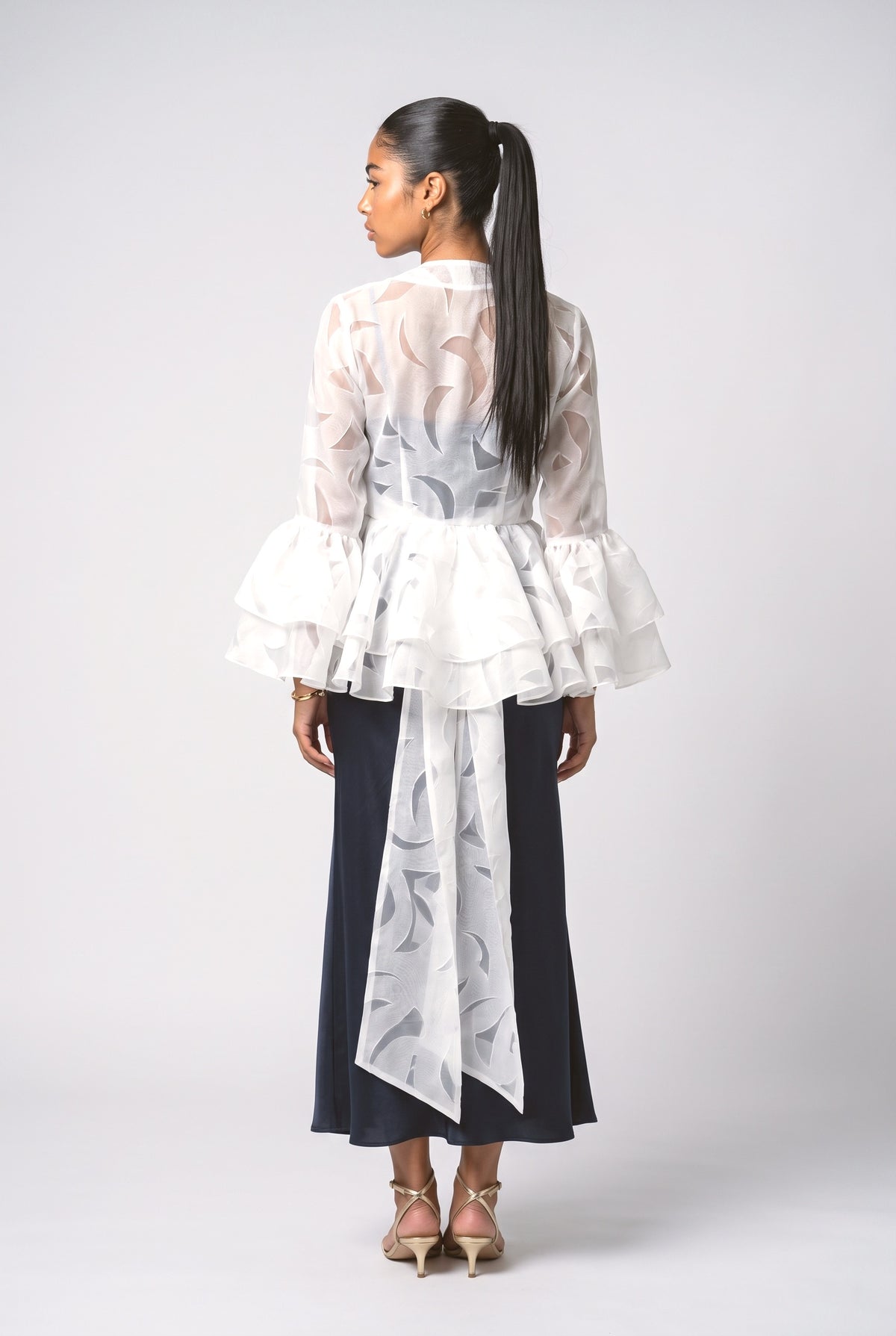 White Ruffle Outfit Set, back view