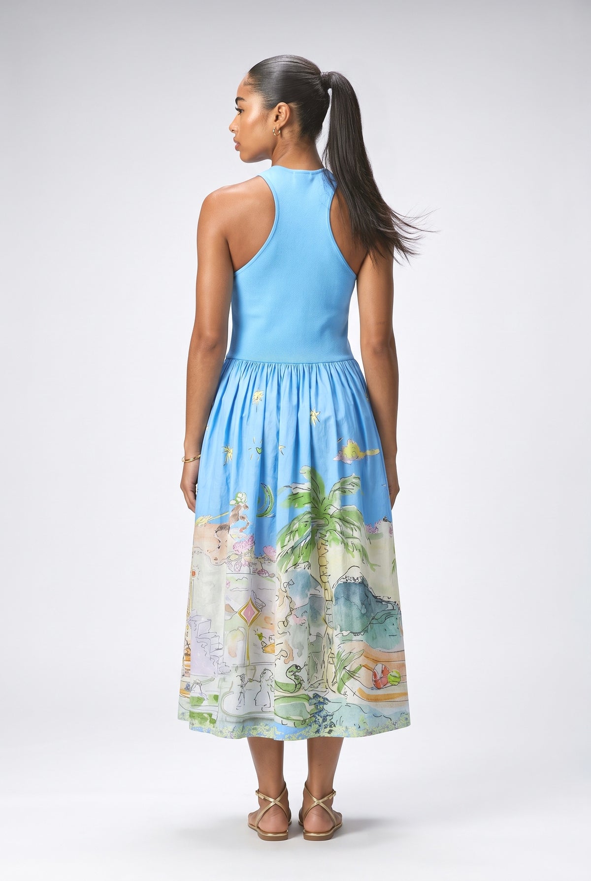 Blue Midi Dress, back view