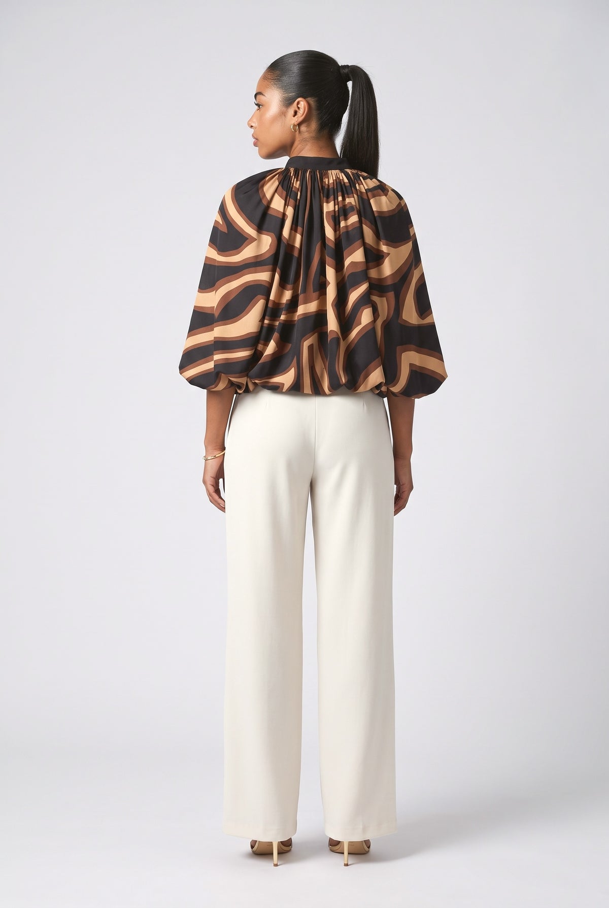 Brown Satin Top, back view