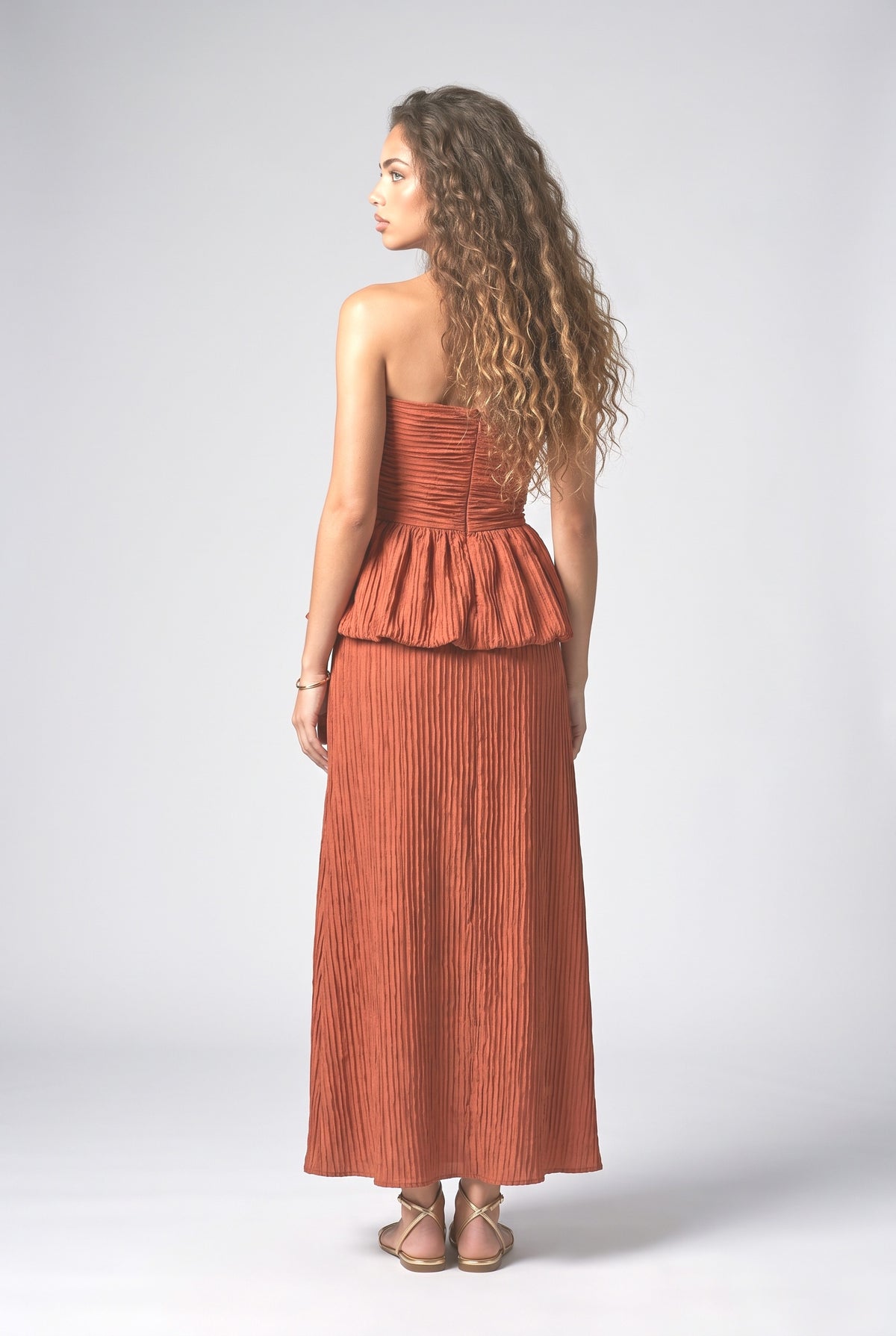 Strapless Ruched Outfit Set, back view