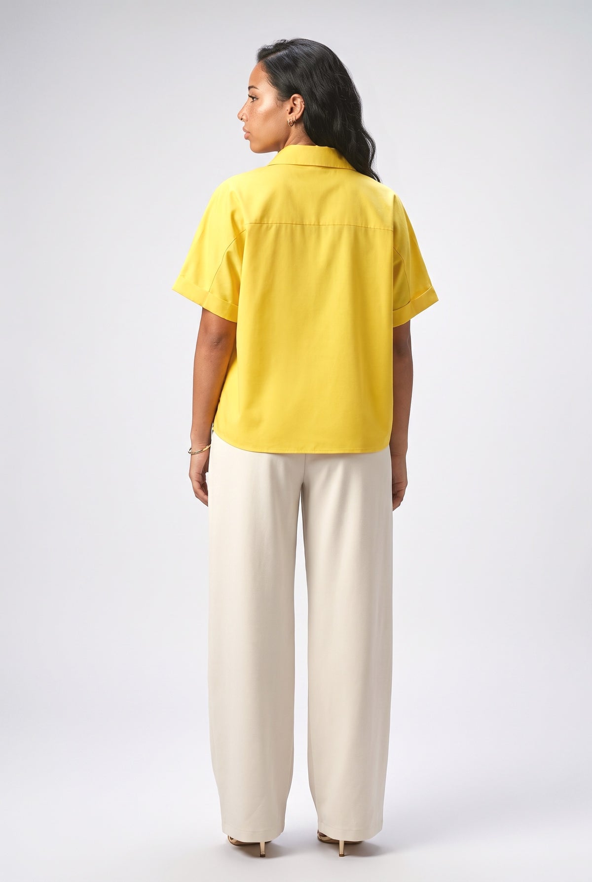 Yellow Short Sleeve Top, back view
