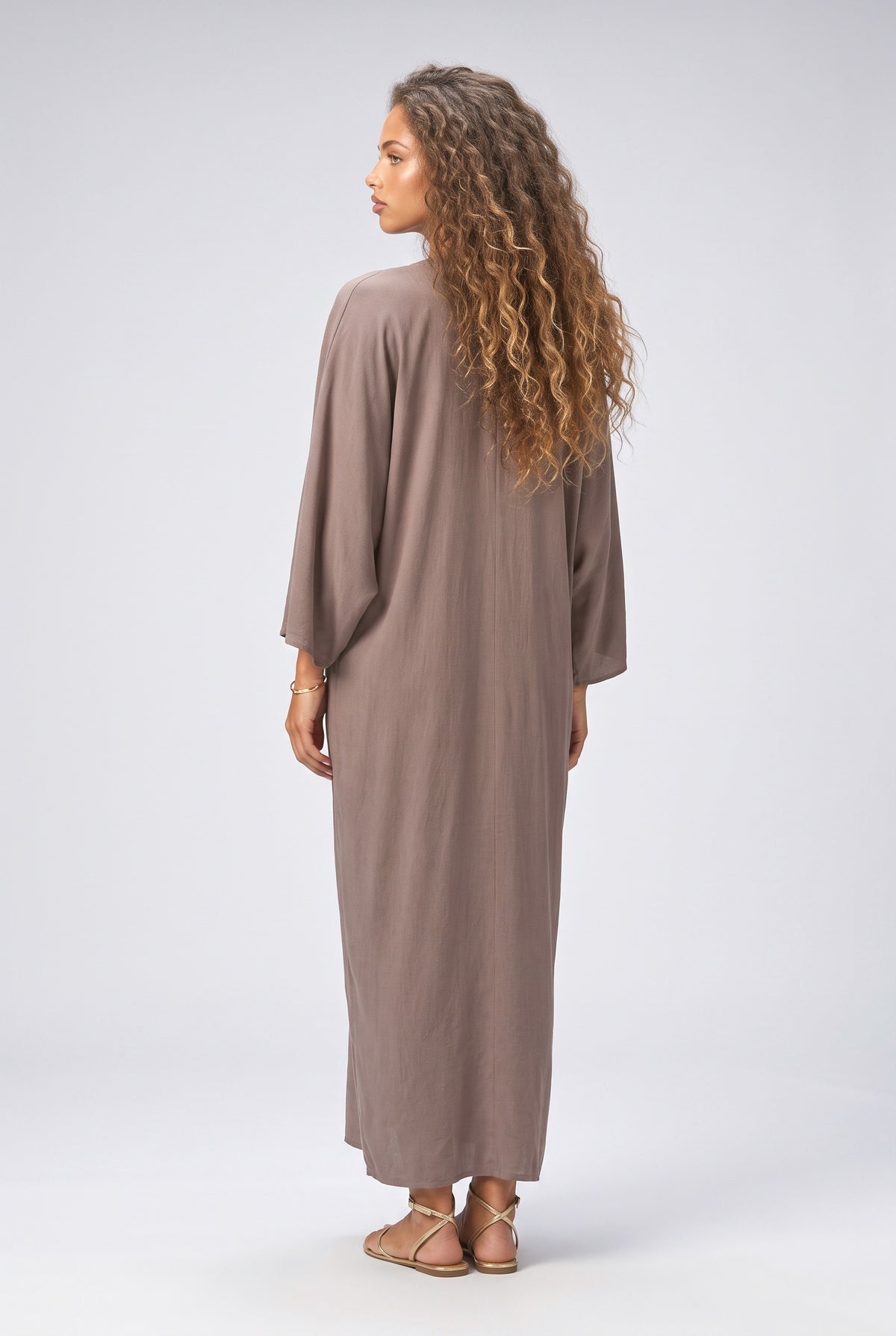 V-Neck Batwing Sleeve Maxi Dress, back view