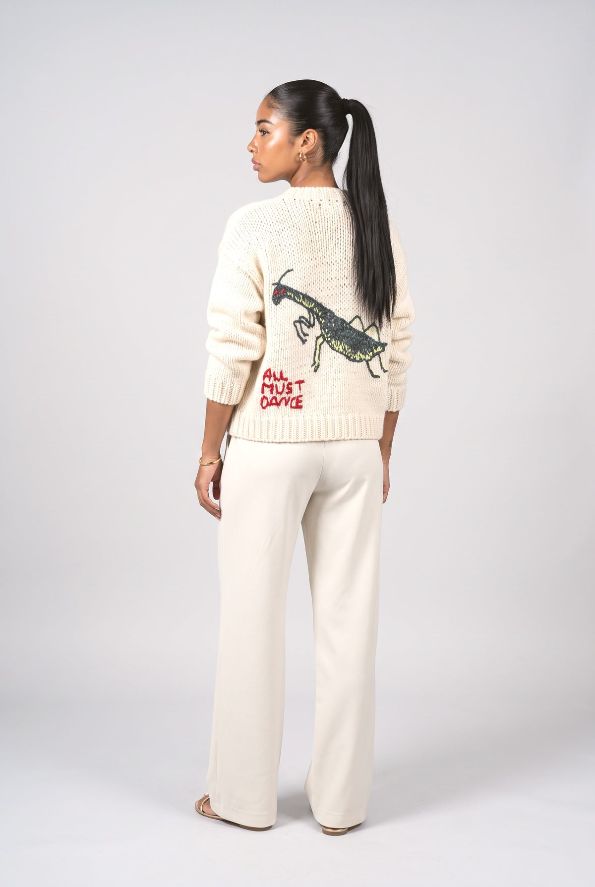 Funny Mantis Cartoon Pattern Sweater, back view