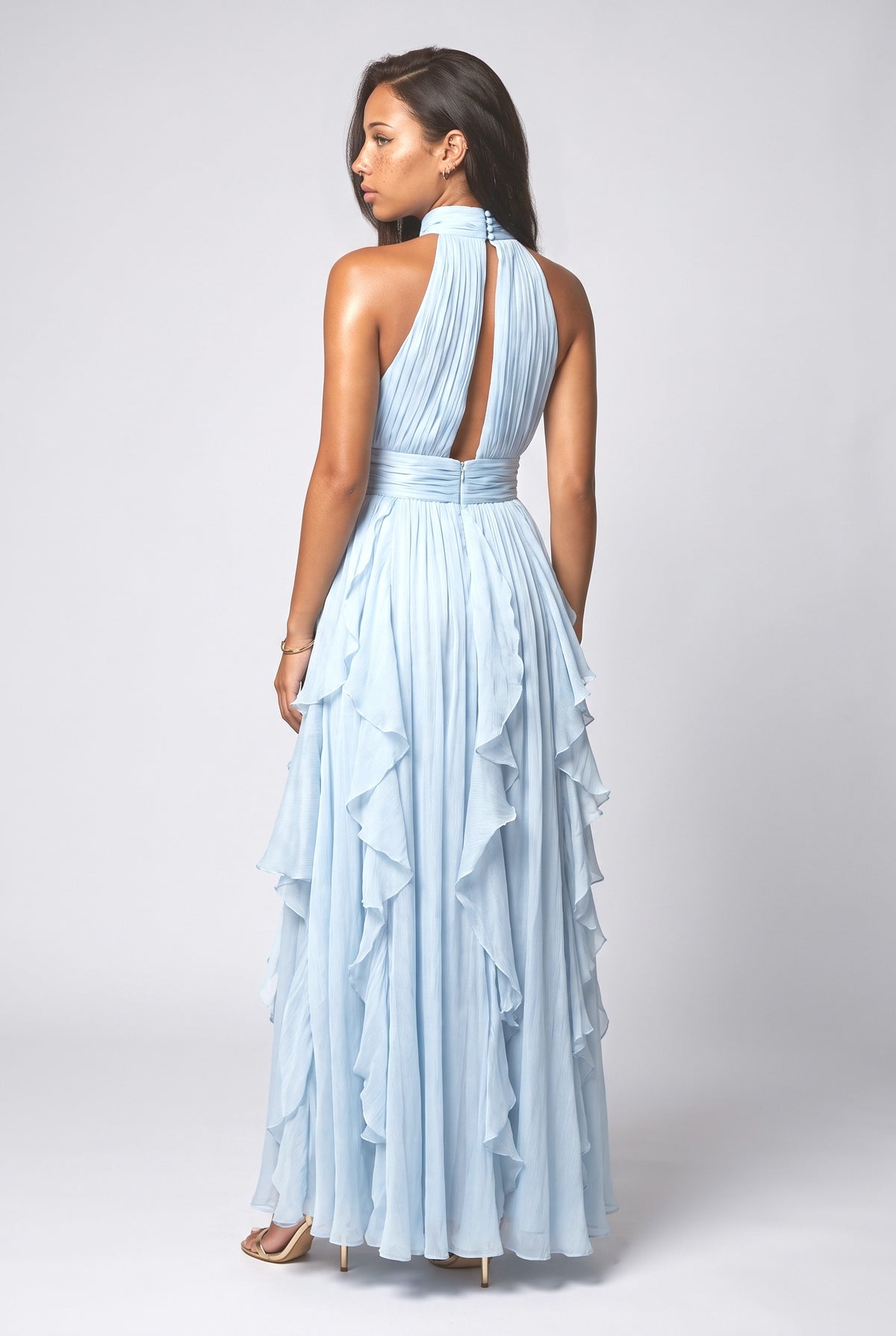 Backless Tiered Maxi Dress, back view