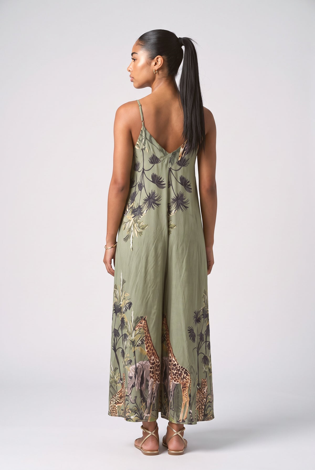 Tropical Sleeveless Jumpsuit, back view