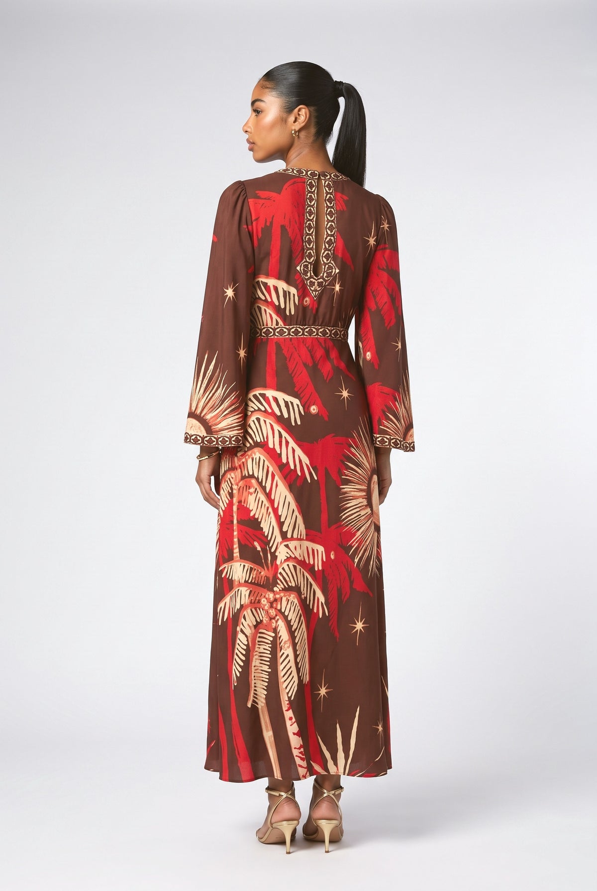 Brown Maxi Dress, back view