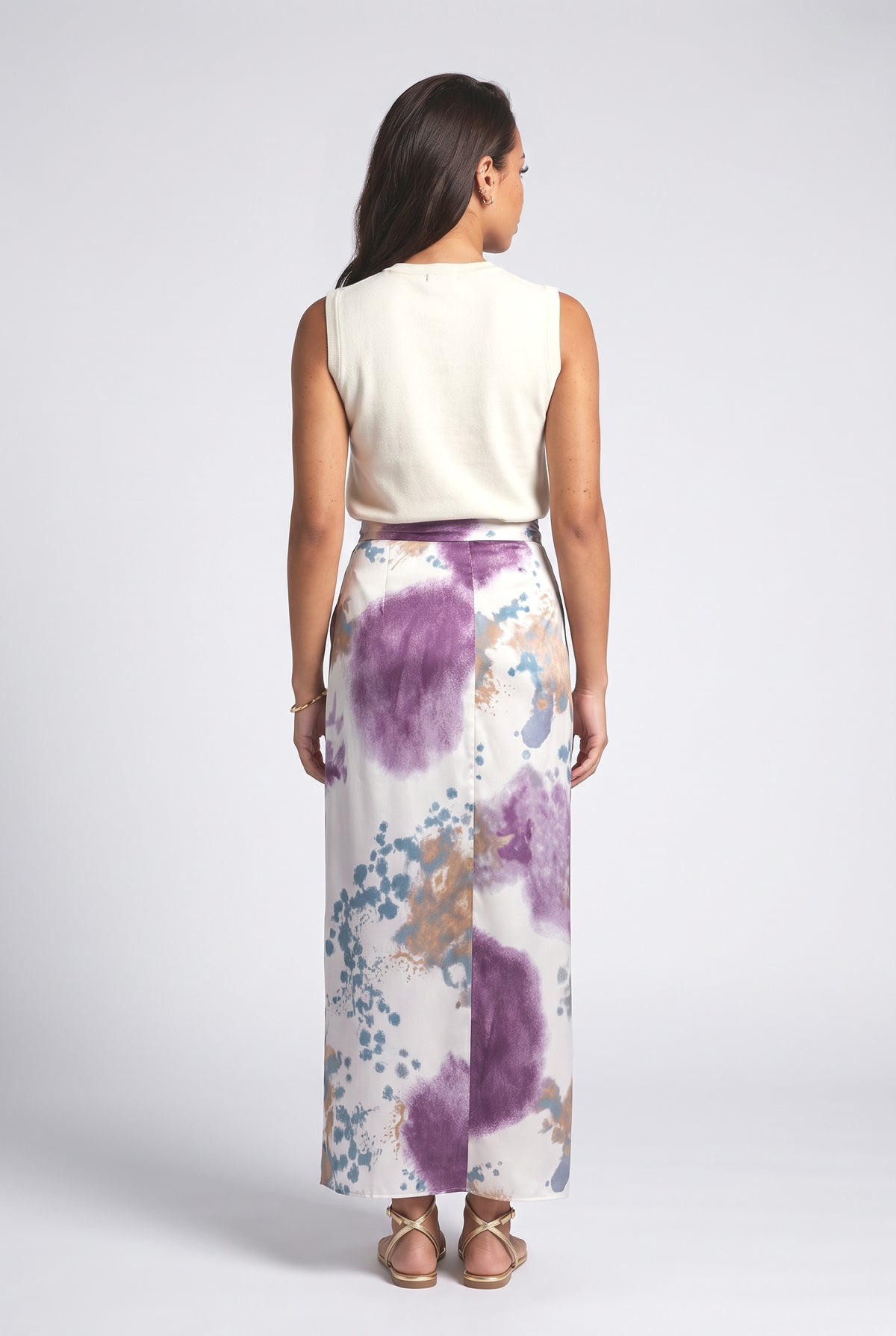 Satin Maxi Skirt, back view