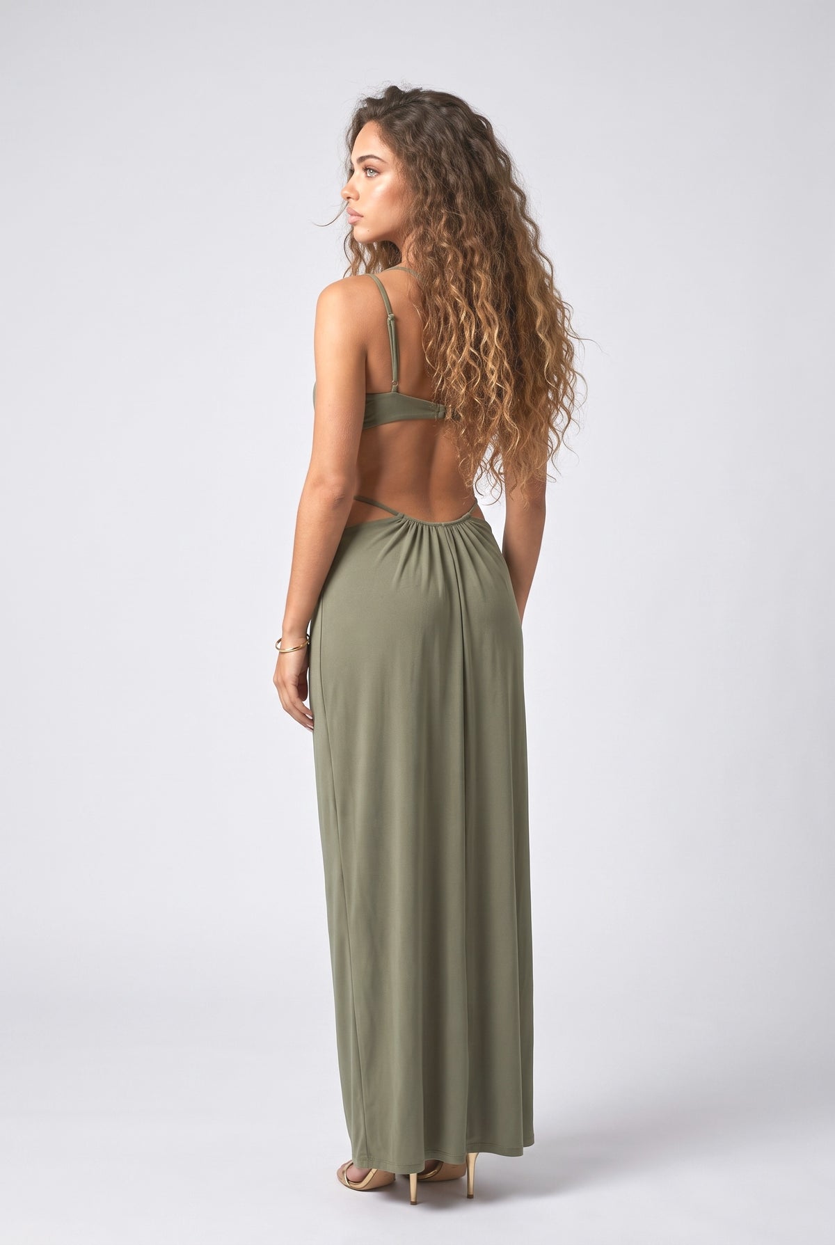 Lace Backless Cutout Maxi Dress, back view