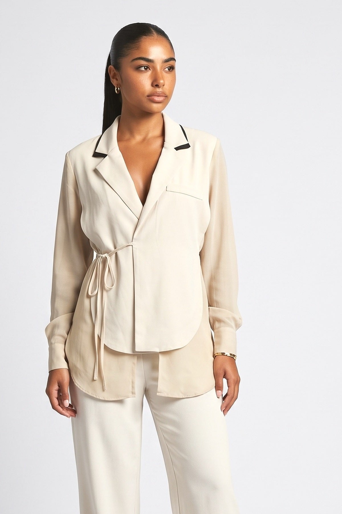 Beige Chiffon Top, fabric detail