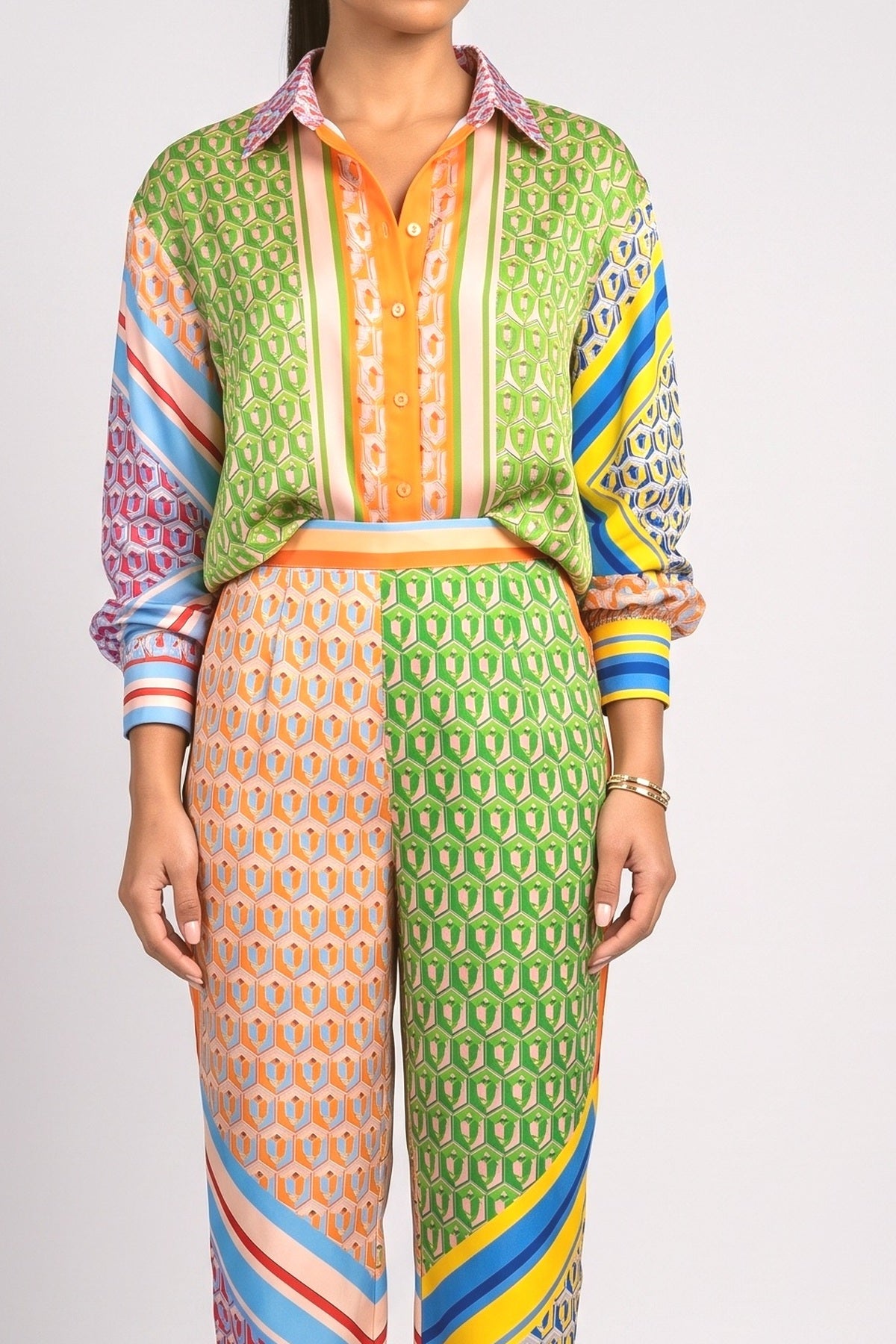 Orange Relaxed Pants, fabric detail