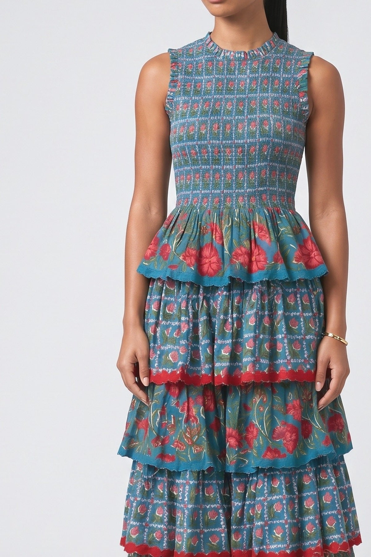 Print Pleated Maxi Dress, fabric detail