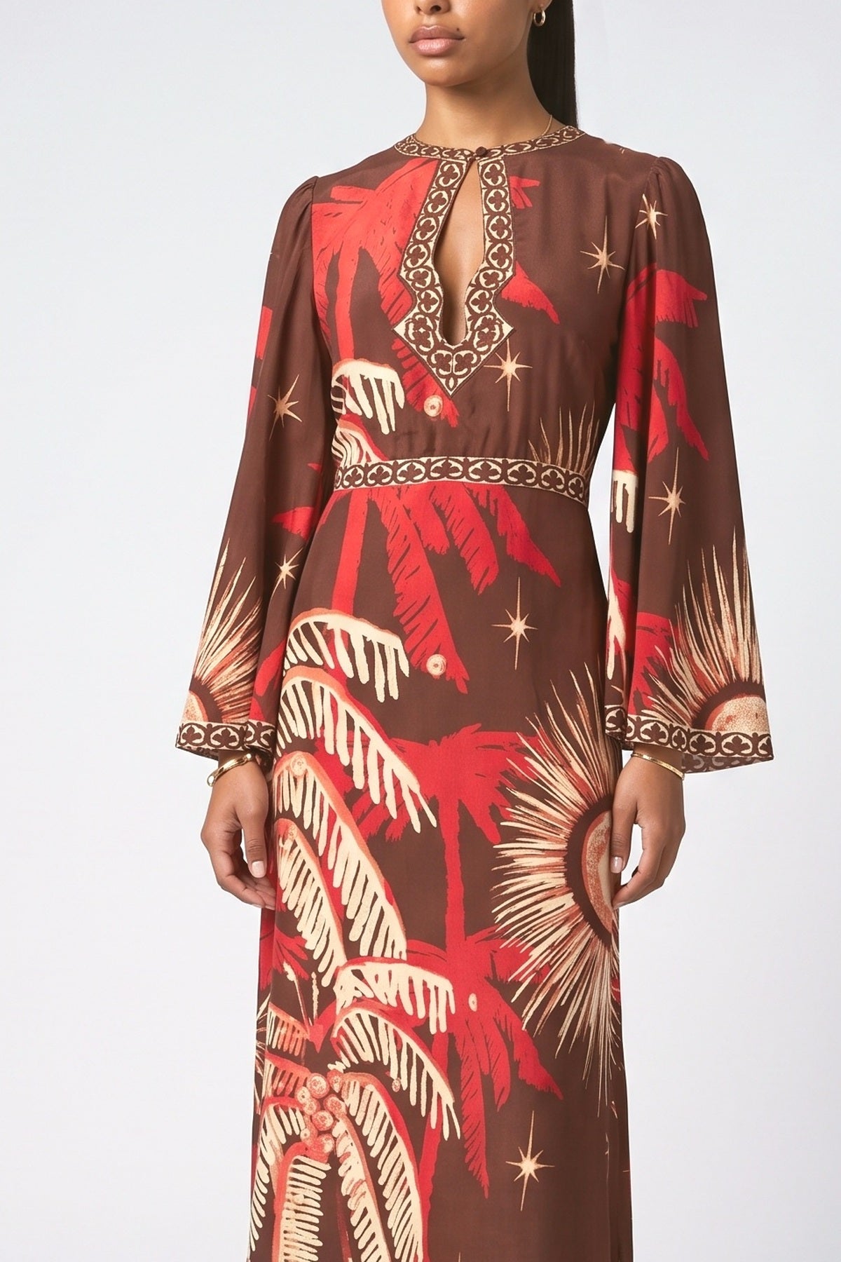 Brown Maxi Dress, fabric detail