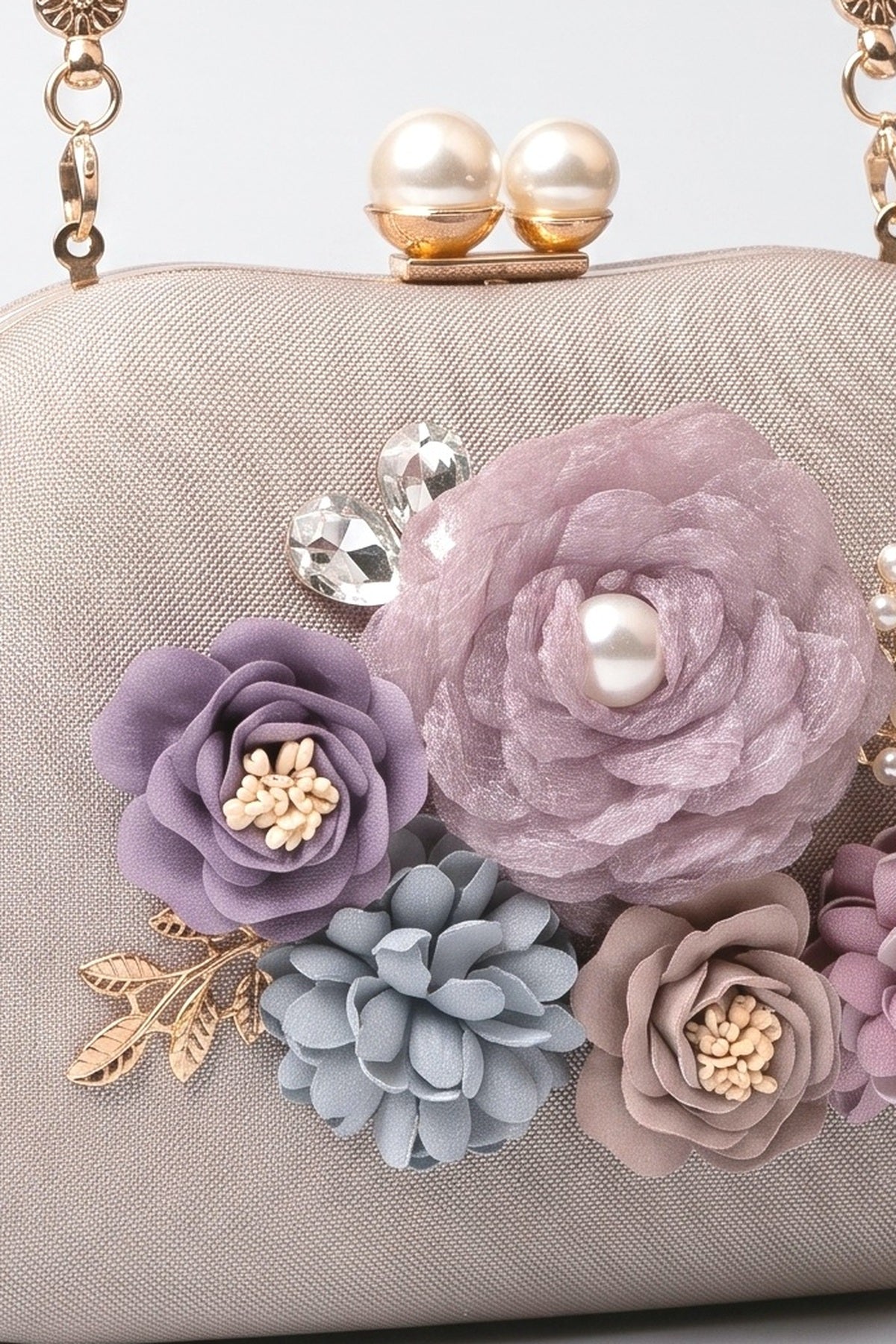Sweet Floral Evening Handbag, fabric detail