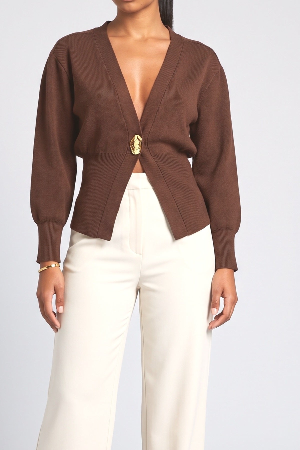 Knit V-Neck Top, fabric detail