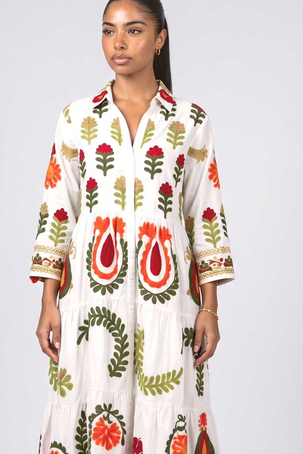 White Relaxed Dress, fabric detail