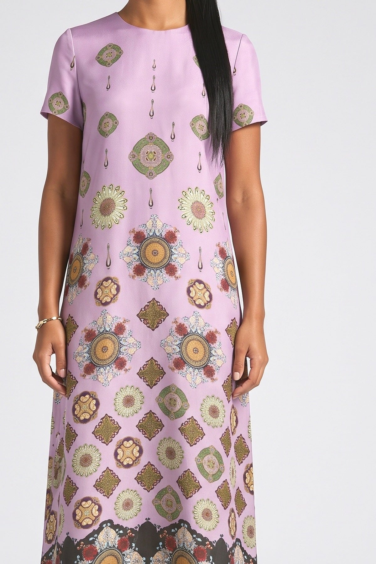 Feather Trim Maxi Dress, fabric detail