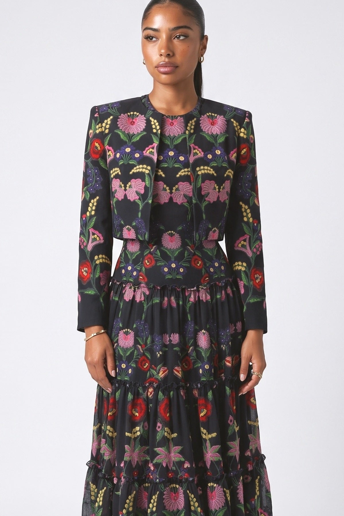 Print Chiffon Backless Maxi Dress, fabric detail