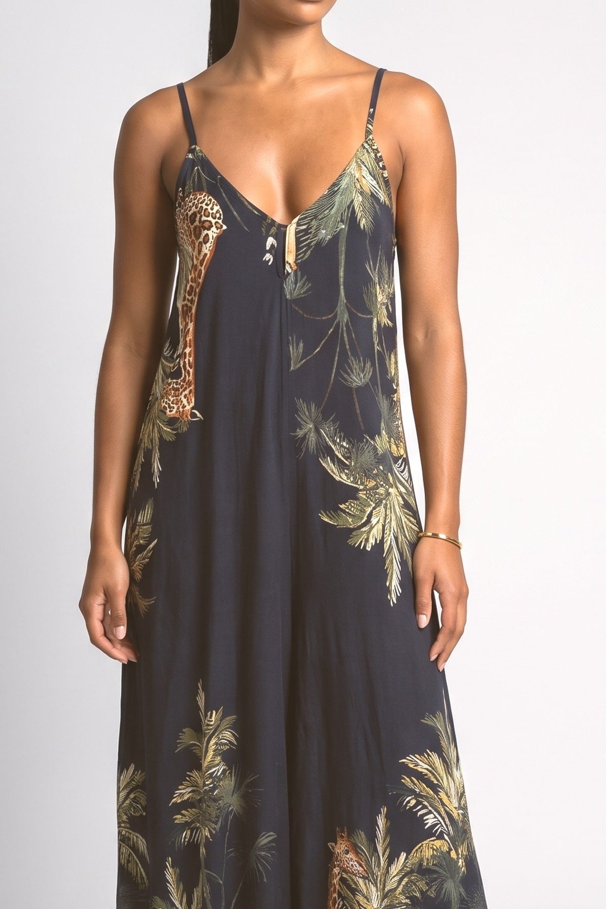 Tropical Sleeveless Jumpsuit, fabric detail