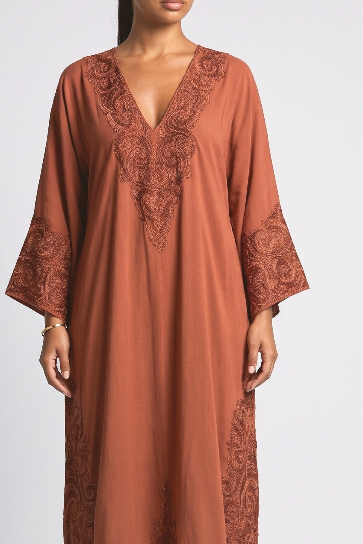 Beige Paisley Maxi Dress, fabric detail
