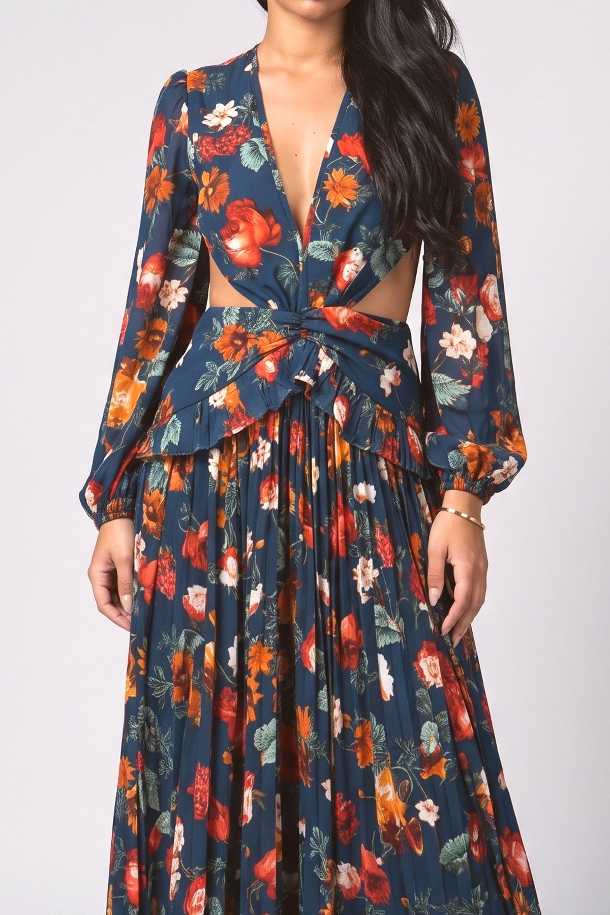 Floral Cutout Maxi Dress, fabric detail