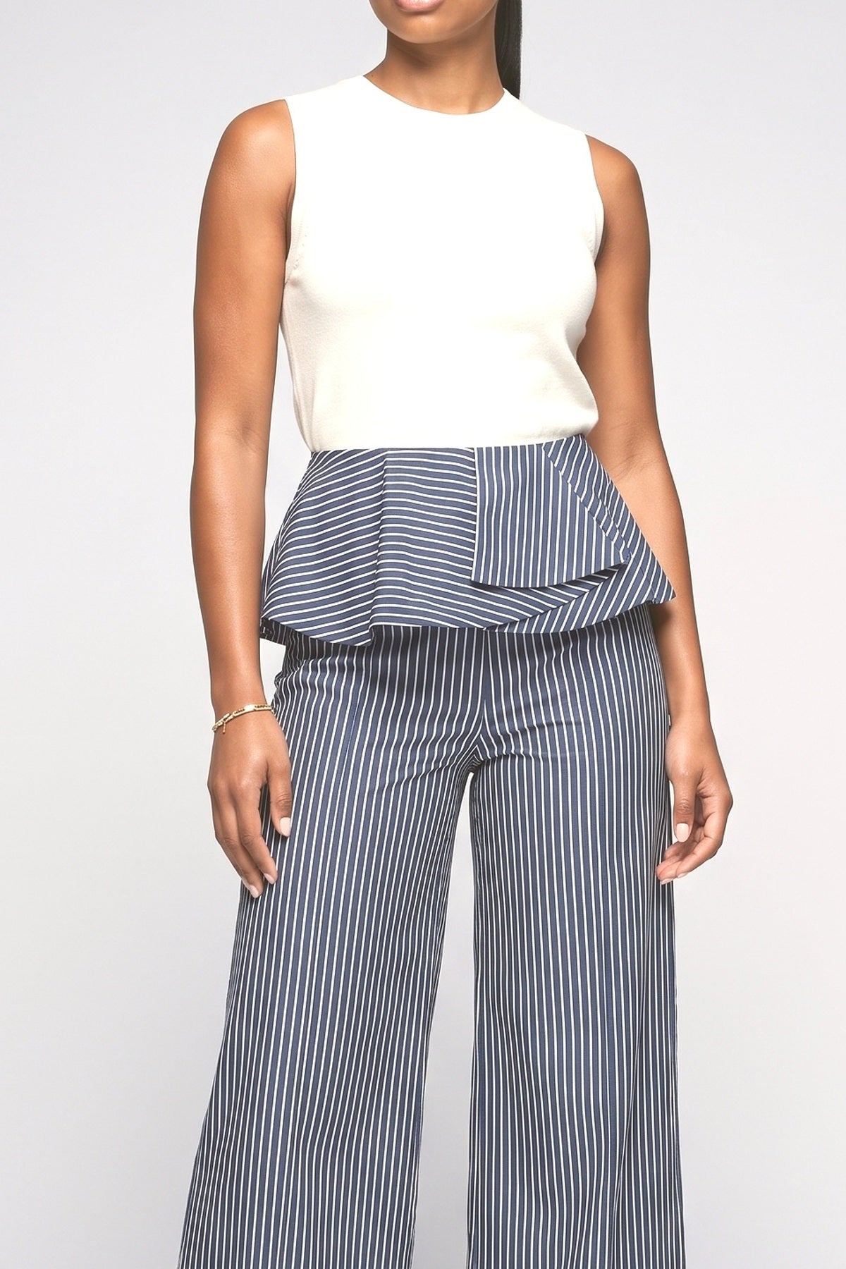 Navy Striped Pants, fabric detail