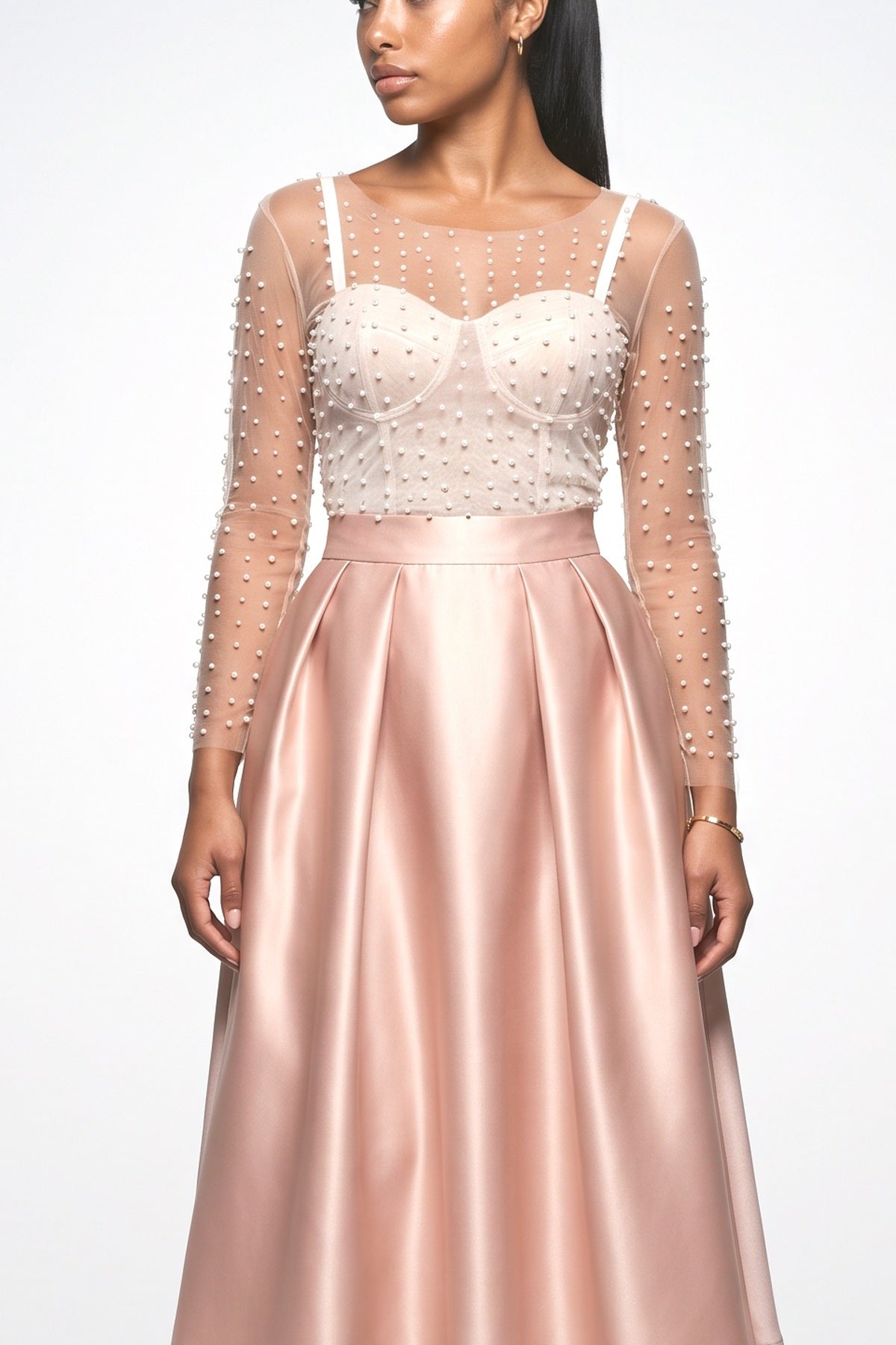 Pink Satin Outfit Set, fabric detail
